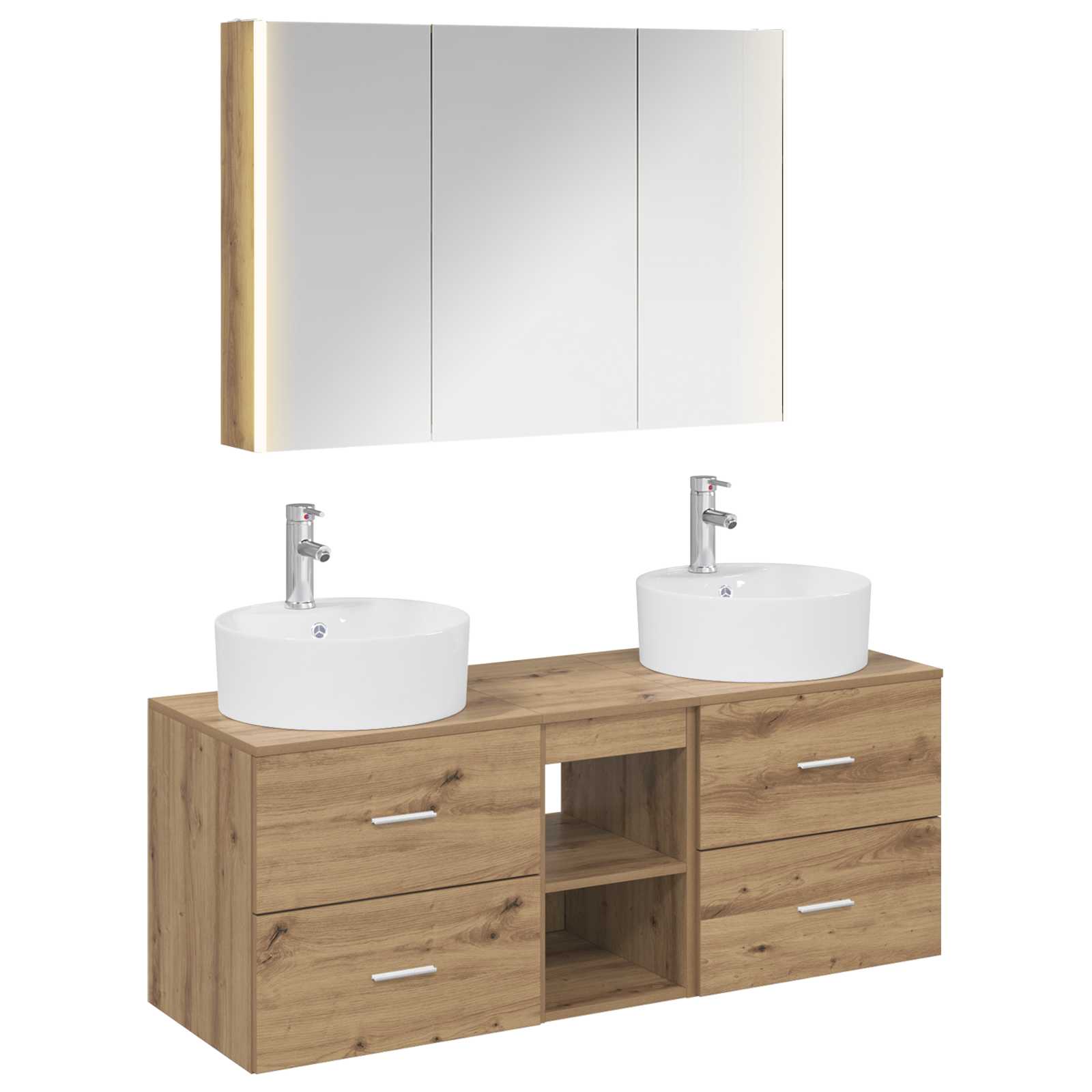 vidaXL Badkamermeubelset 4 pcs Wit Bewerkt hout en glas