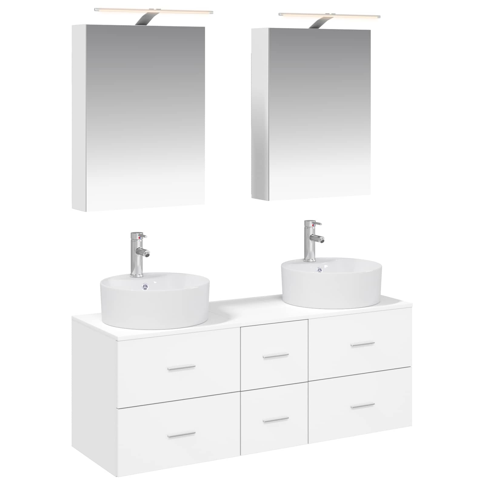 vidaXL Badkamermeubelset 5 pcs Wit Bewerkt hout en glas