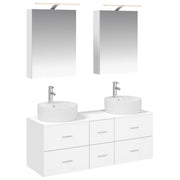 vidaXL Badkamermeubelset 5 pcs Wit Bewerkt hout en glas