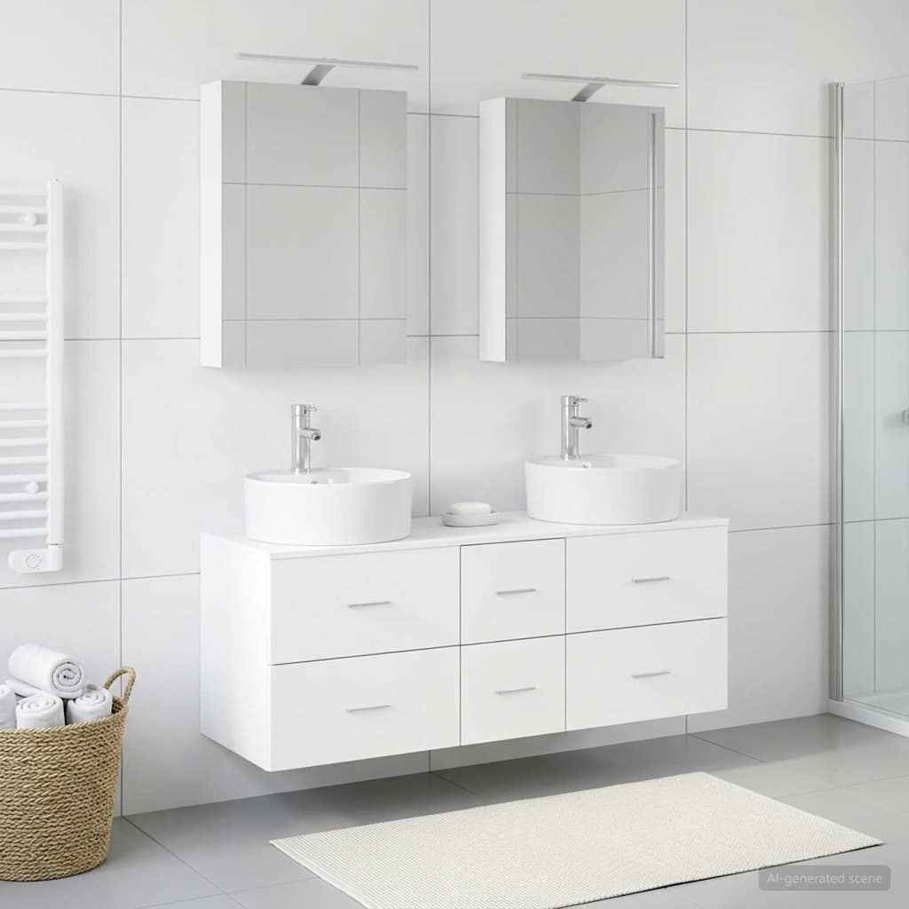 vidaXL Badkamermeubelset 5 pcs Wit Bewerkt hout en glas