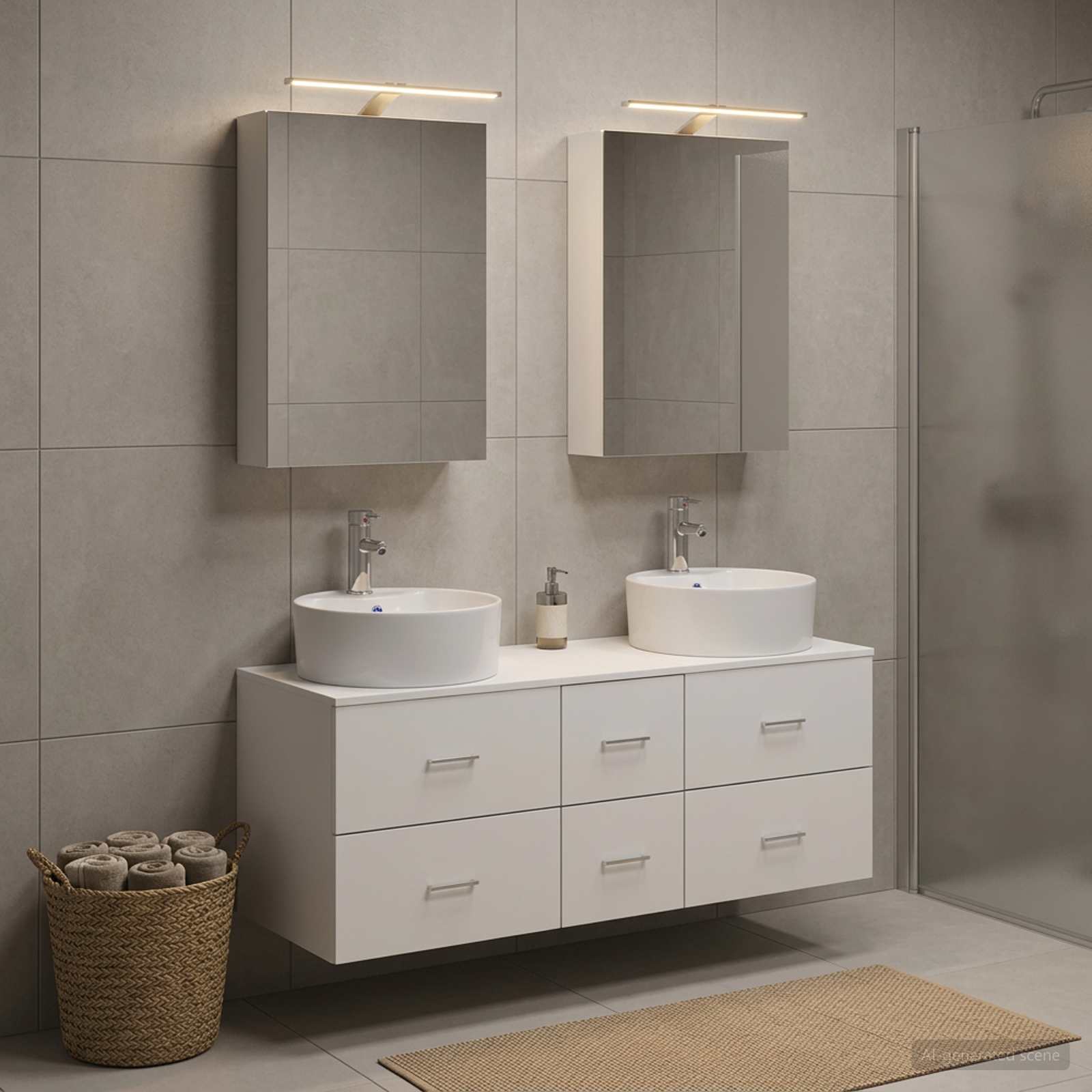 vidaXL Badkamermeubelset 5 pcs Wit Bewerkt hout en glas