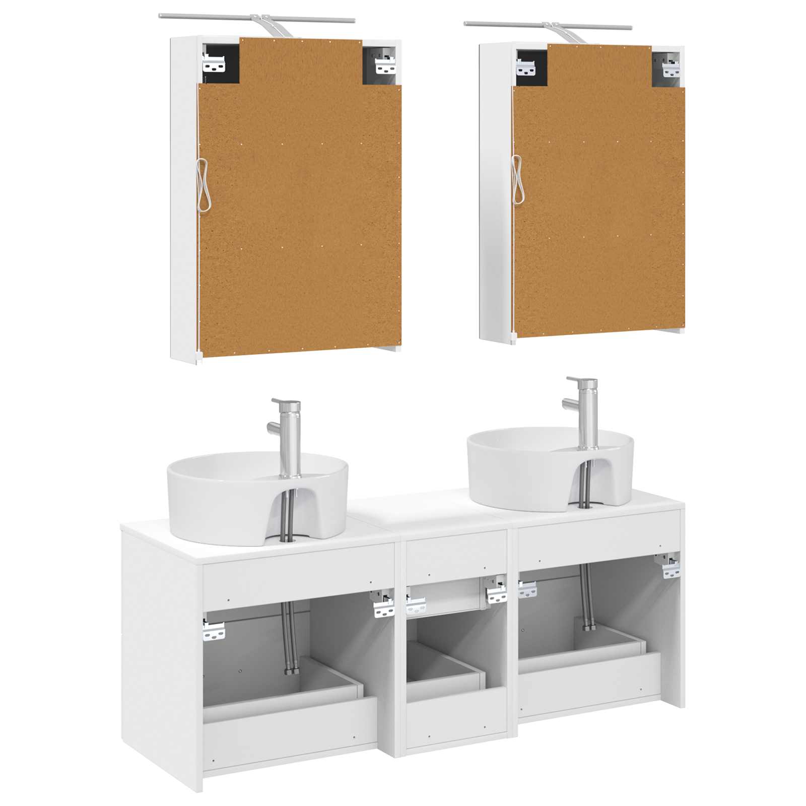 vidaXL Badkamermeubelset 5 pcs Wit Bewerkt hout en glas