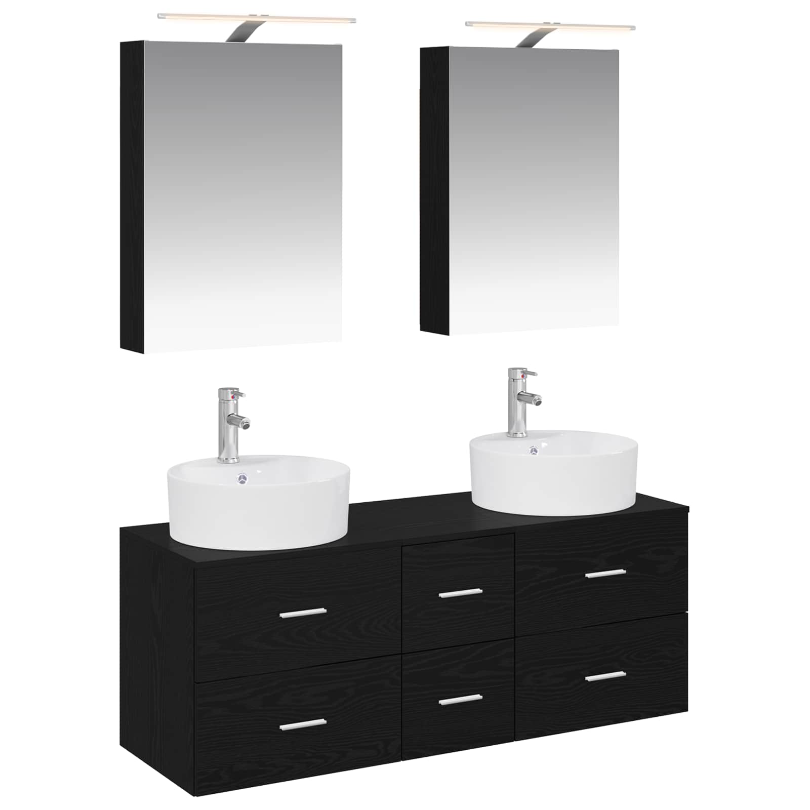 vidaXL Badkamermeubelset 5 pcs Wit Bewerkt hout en glas