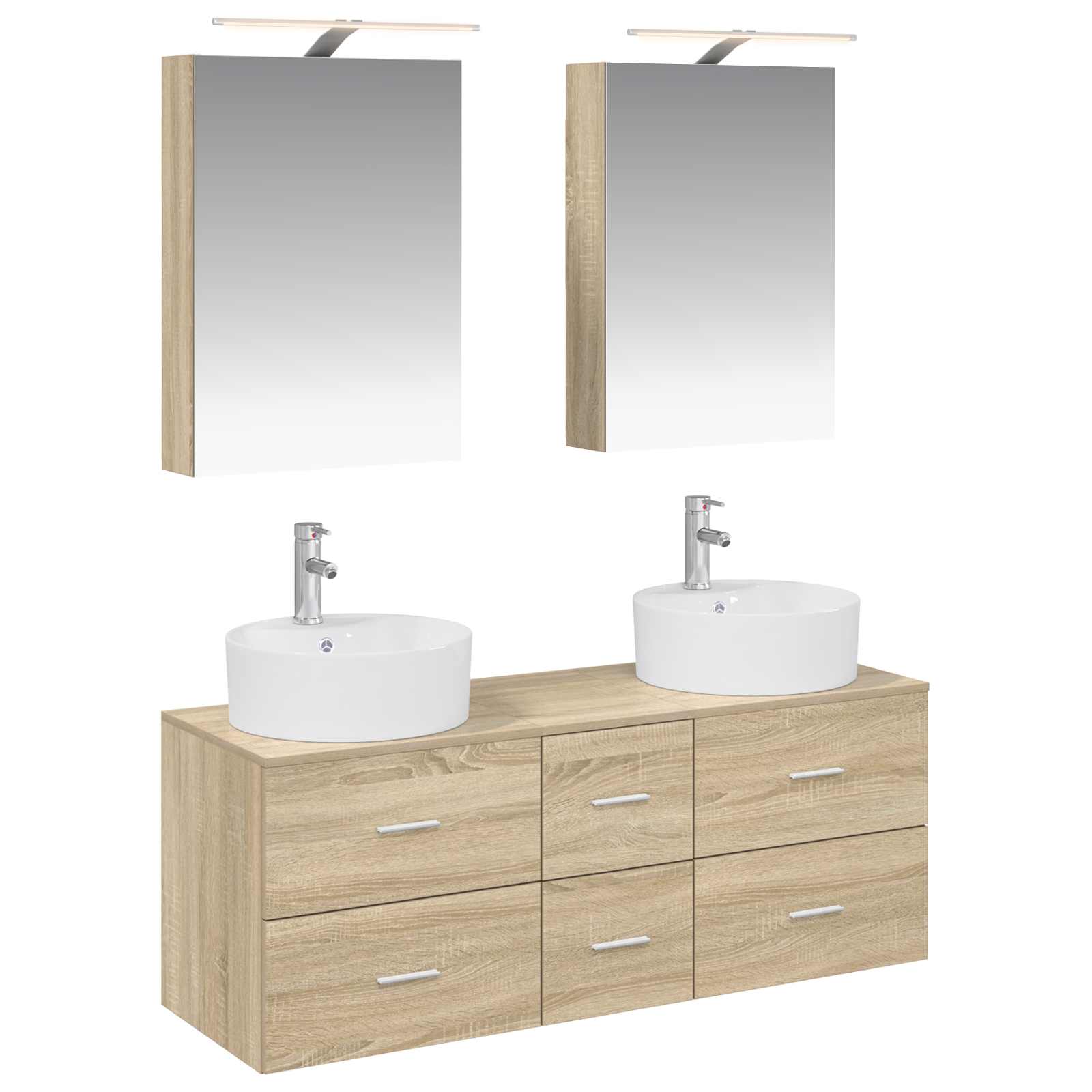 vidaXL Badkamermeubelset 5 pcs Wit Bewerkt hout en glas