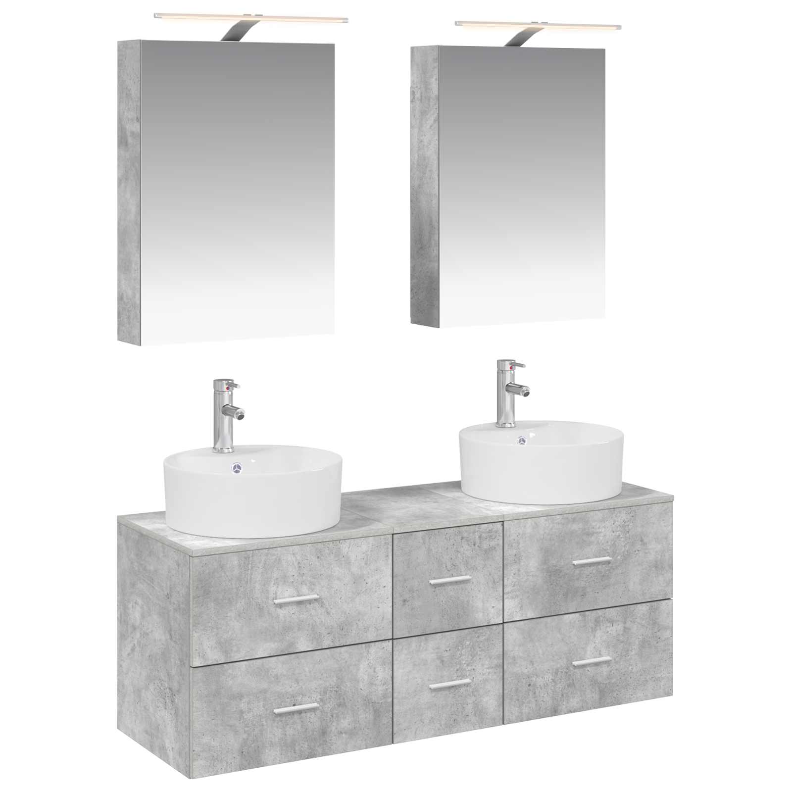 vidaXL Badkamermeubelset 5 pcs Wit Bewerkt hout en glas