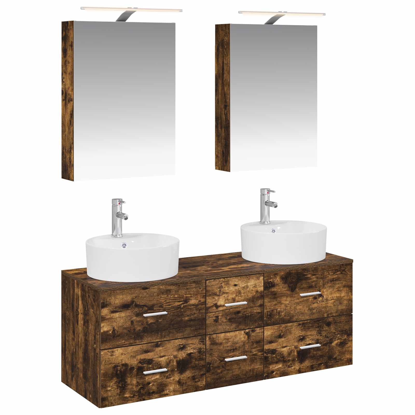 vidaXL Badkamermeubelset 5 pcs Wit Bewerkt hout en glas