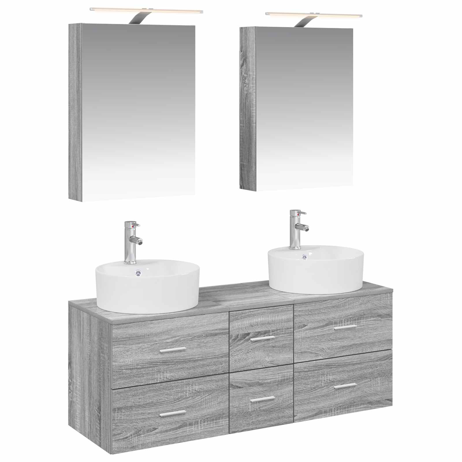 vidaXL Badkamermeubelset 5 pcs Wit Bewerkt hout en glas
