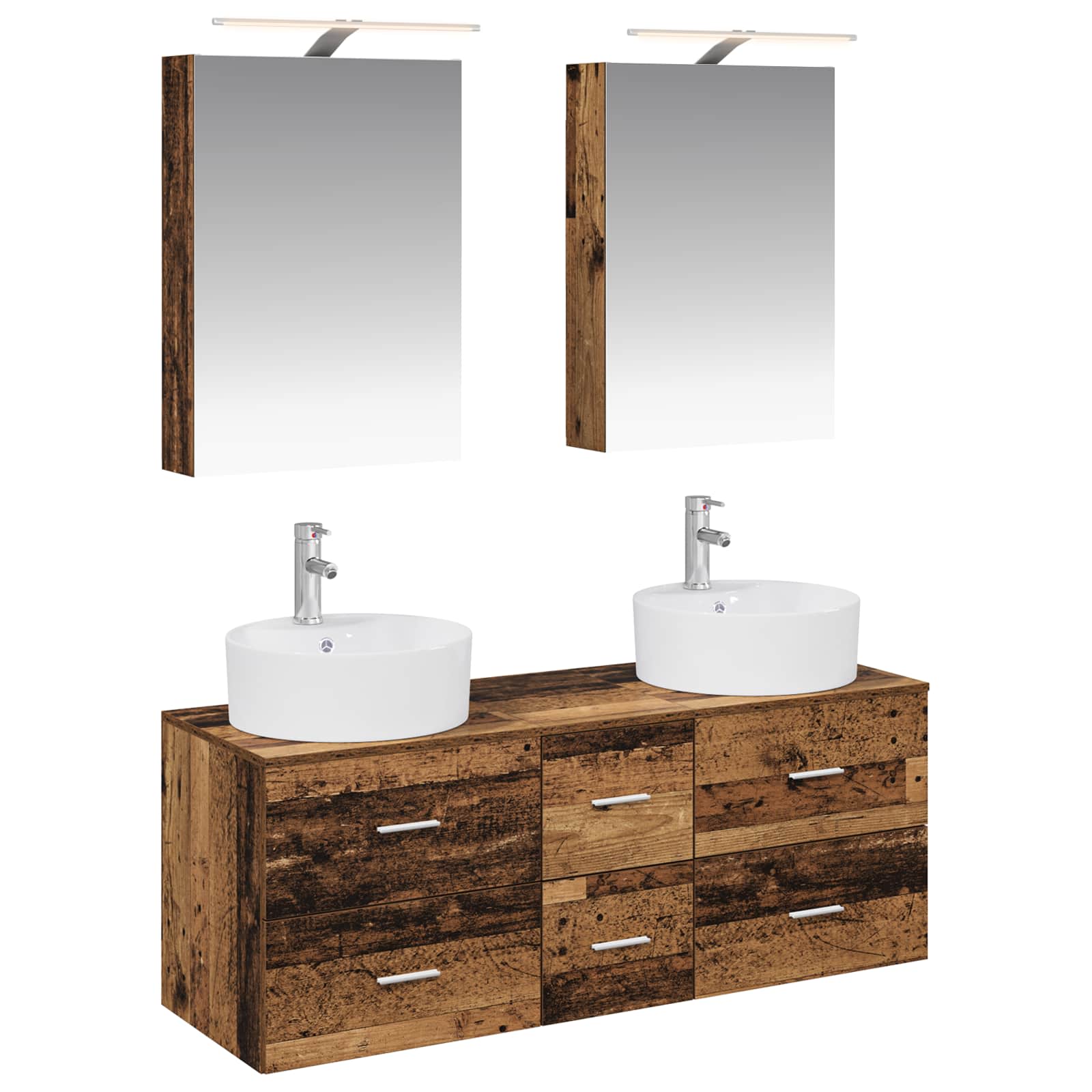 vidaXL Badkamermeubelset 5 pcs Wit Bewerkt hout en glas