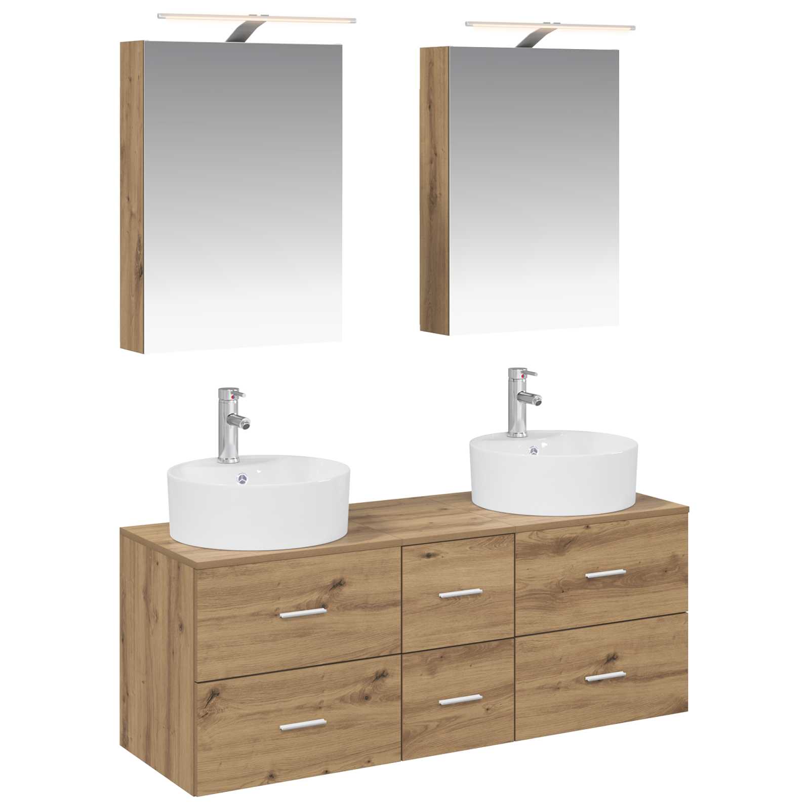 vidaXL Badkamermeubelset 5 pcs Wit Bewerkt hout en glas