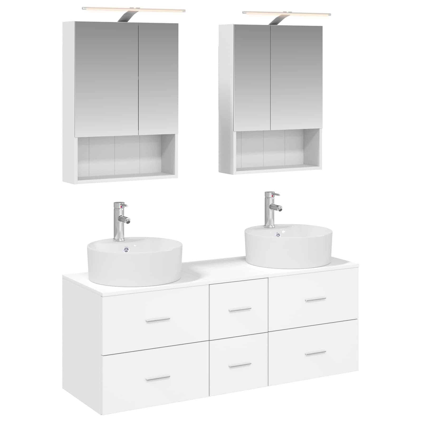 vidaXL Badkamermeubelset 5 pcs Wit Bewerkt hout en glas