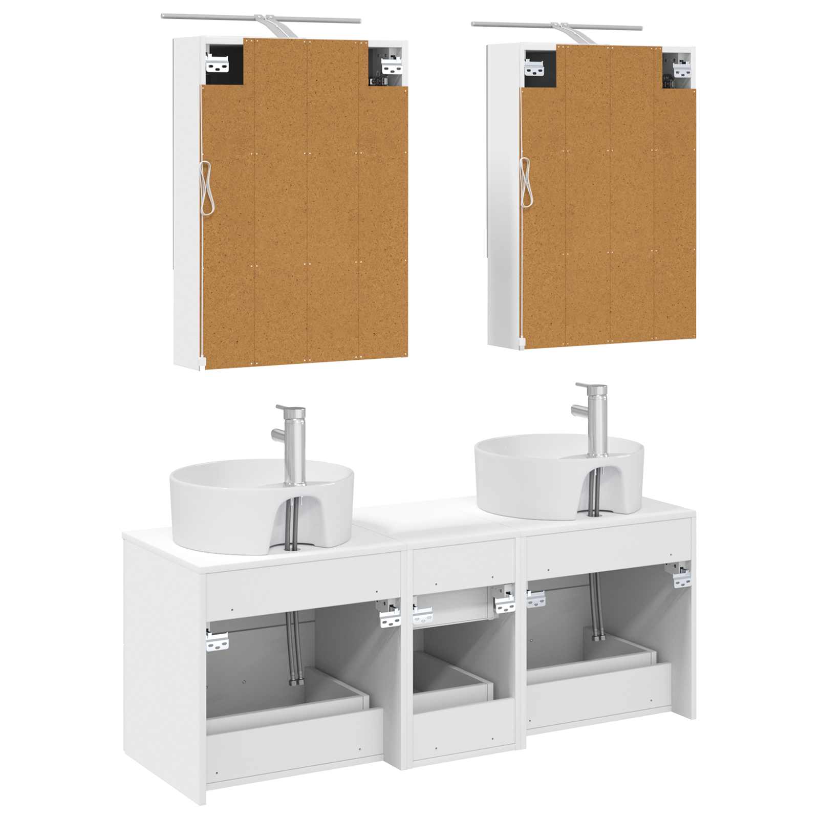vidaXL Badkamermeubelset 5 pcs Wit Bewerkt hout en glas