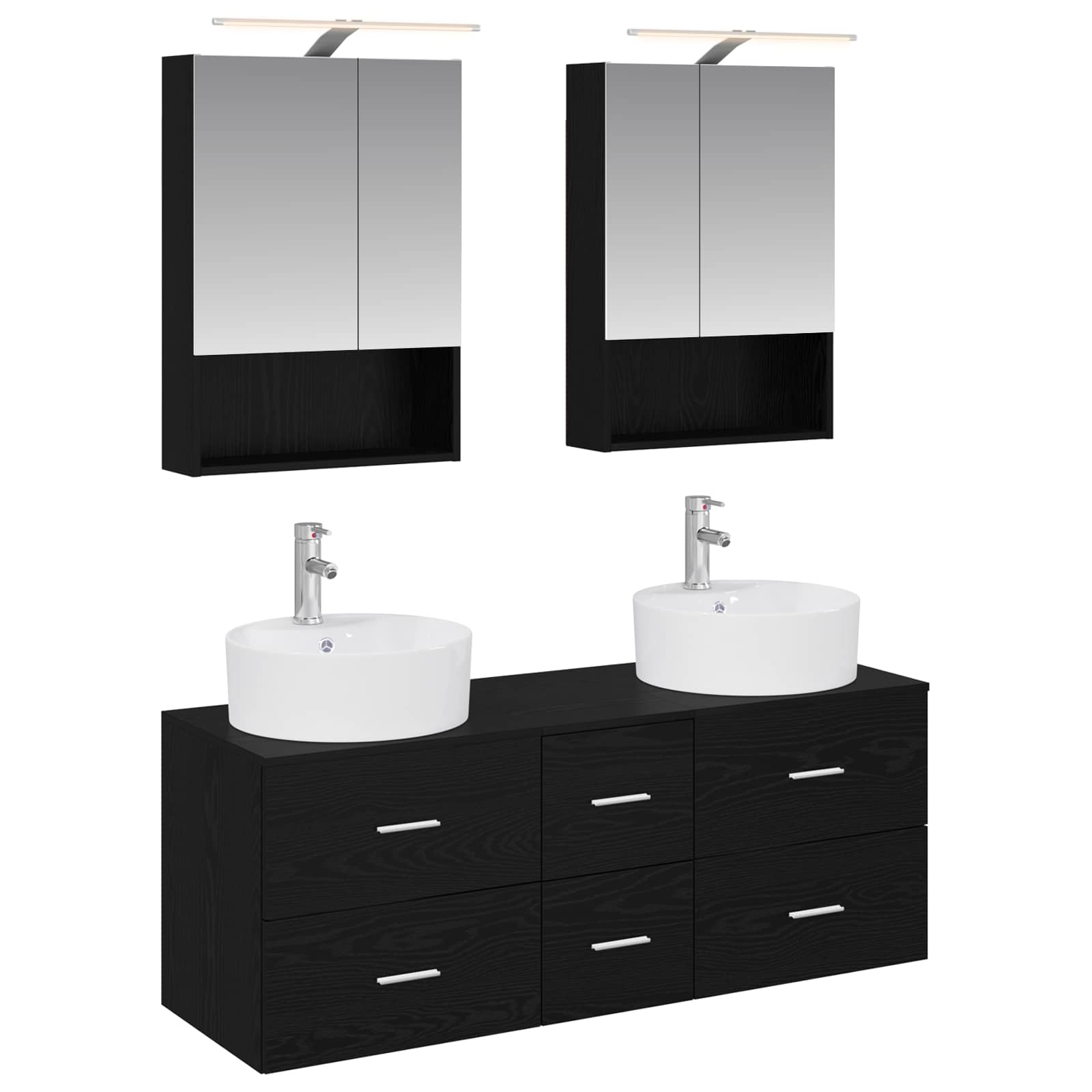 vidaXL Badkamermeubelset 5 pcs Wit Bewerkt hout en glas