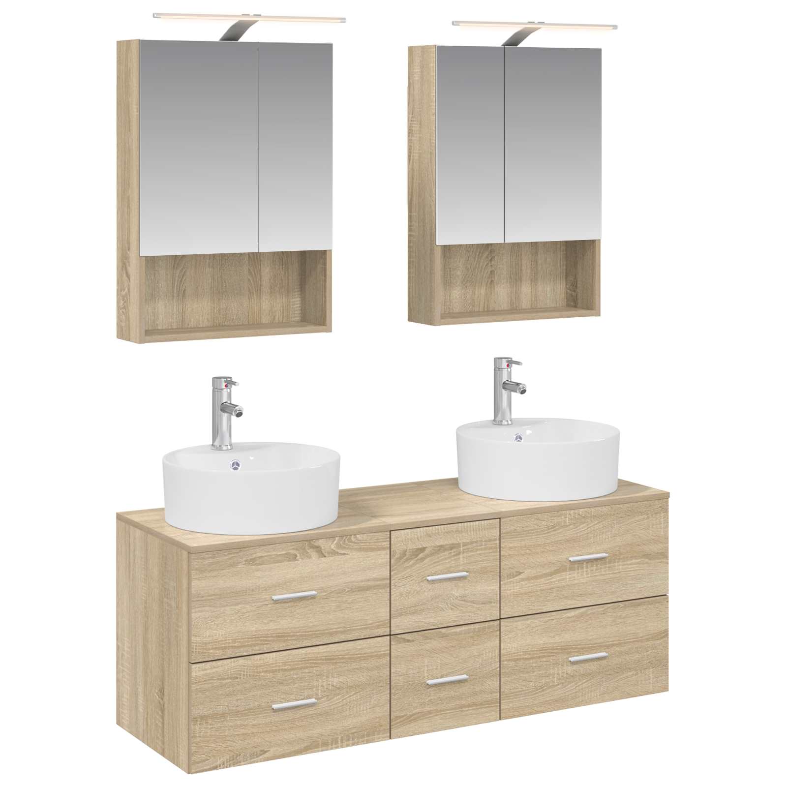 vidaXL Badkamermeubelset 5 pcs Wit Bewerkt hout en glas