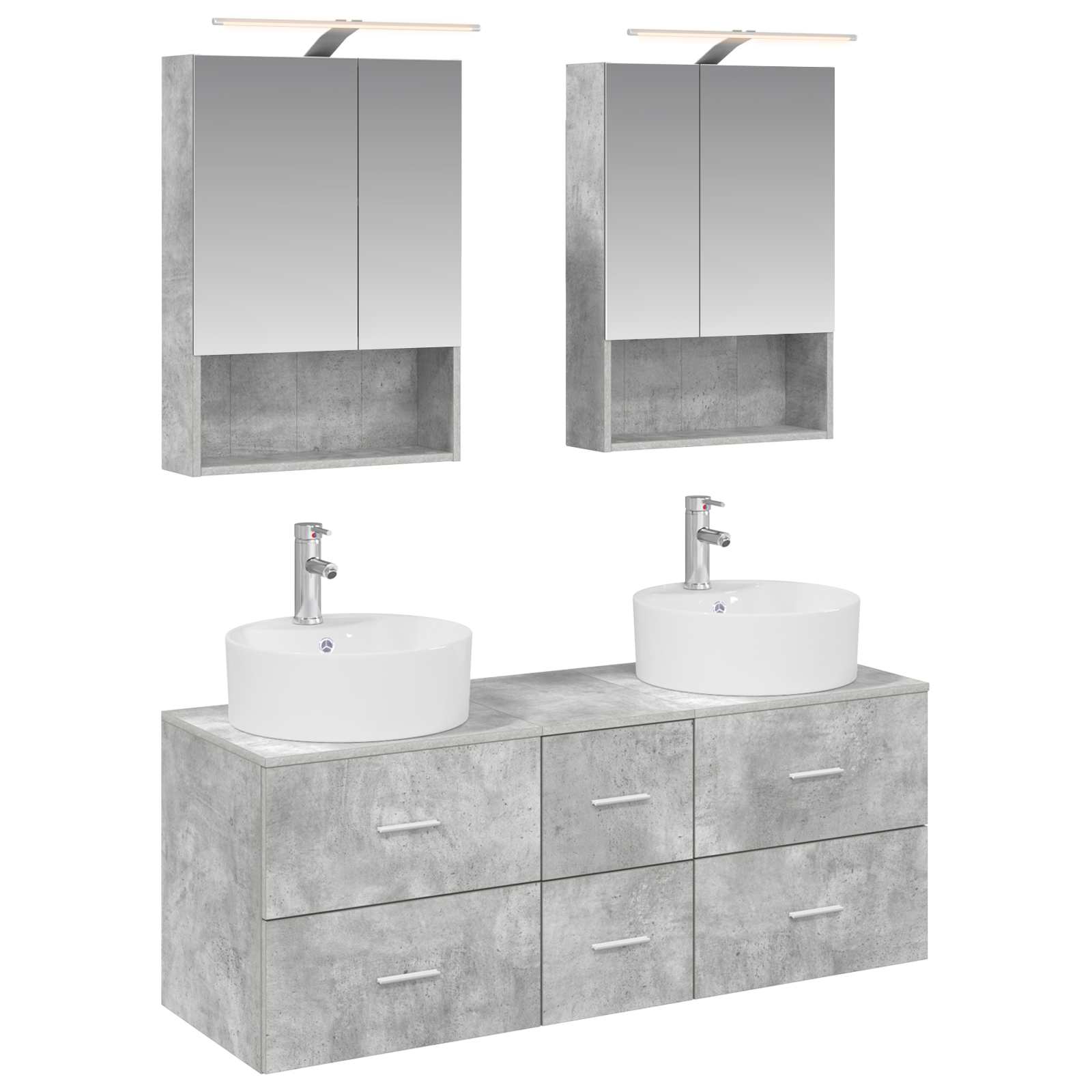 vidaXL Badkamermeubelset 5 pcs Wit Bewerkt hout en glas