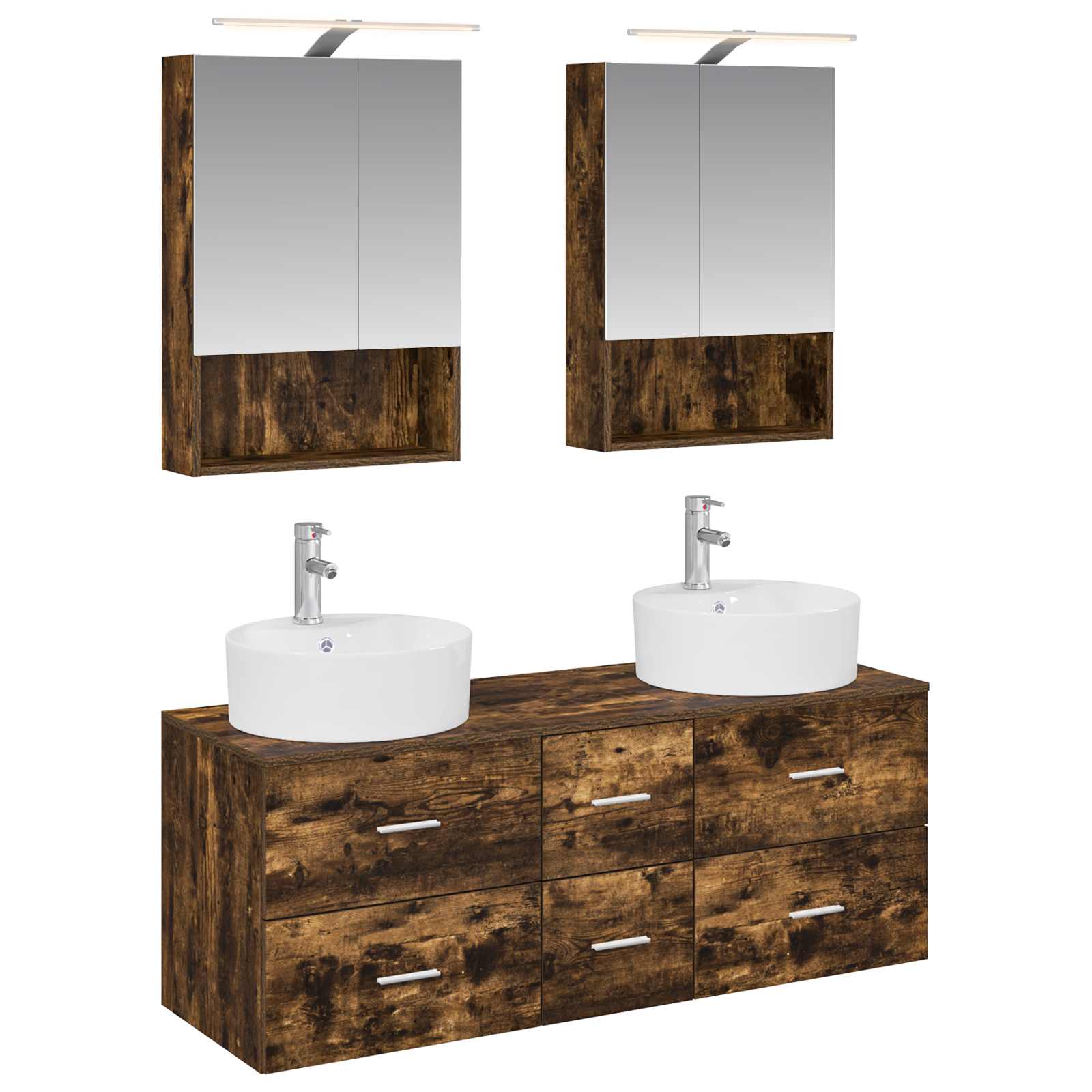 vidaXL Badkamermeubelset 5 pcs Wit Bewerkt hout en glas
