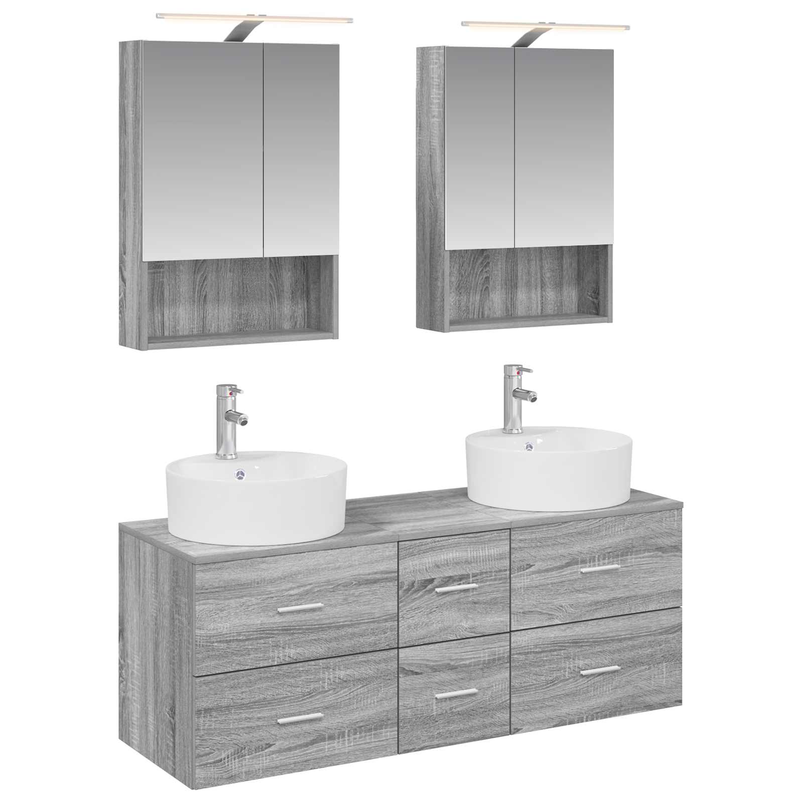 vidaXL Badkamermeubelset 5 pcs Wit Bewerkt hout en glas