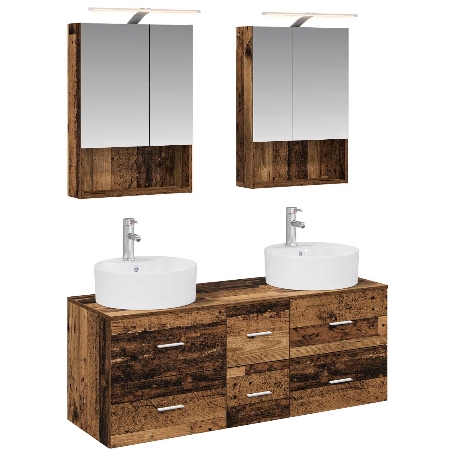 vidaXL Badkamermeubelset 5 pcs Wit Bewerkt hout en glas
