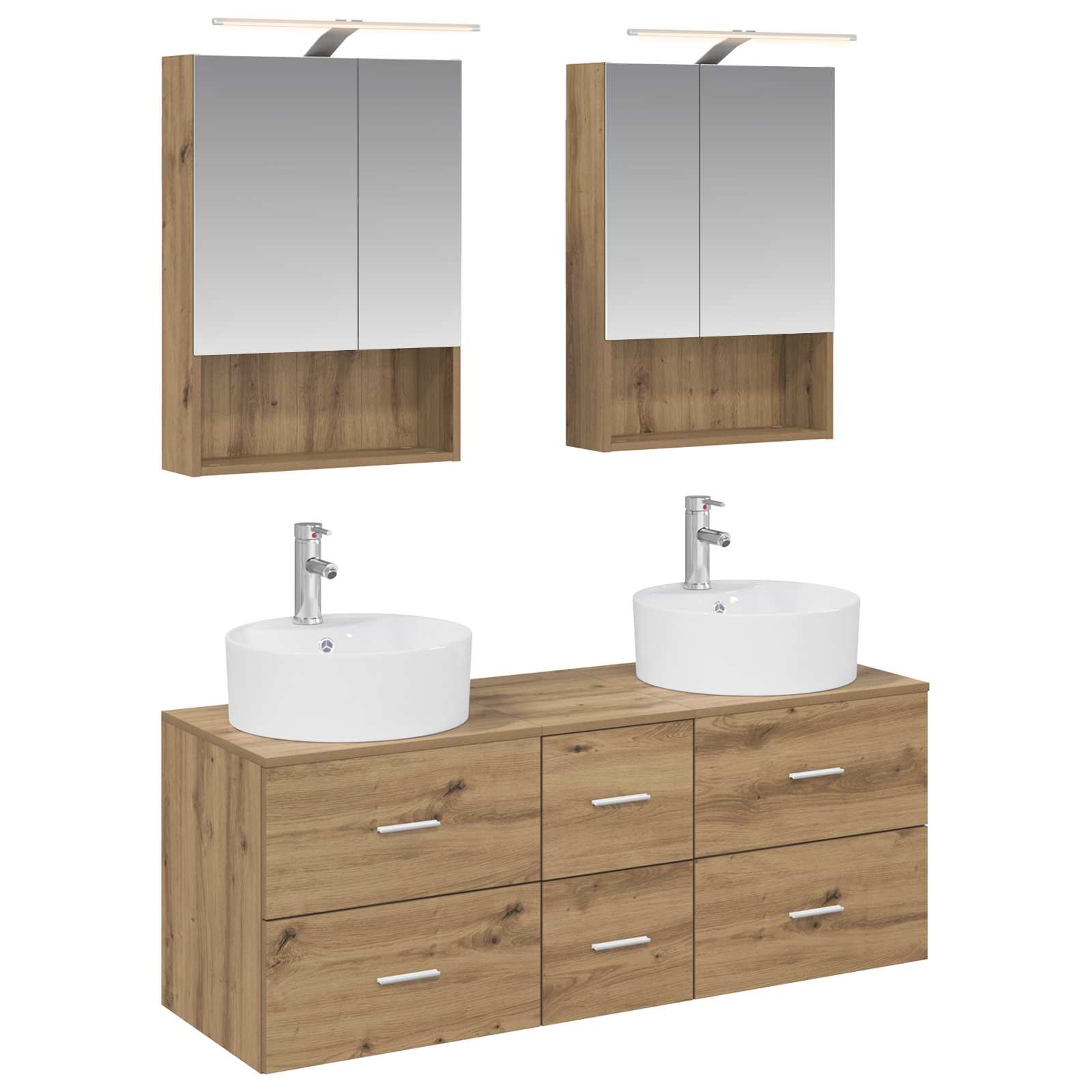vidaXL Badkamermeubelset 5 pcs Wit Bewerkt hout en glas