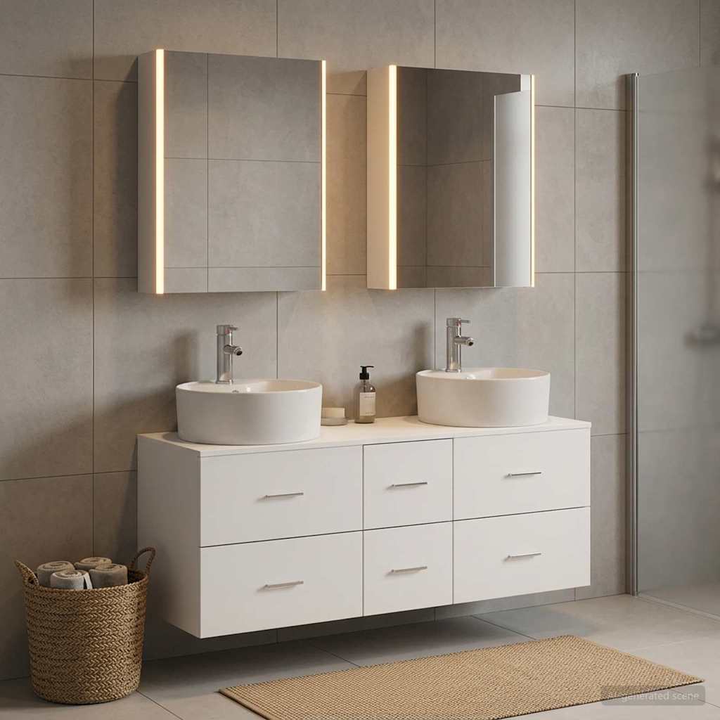vidaXL Badkamermeubelset 5 pcs Wit Bewerkt hout en glas