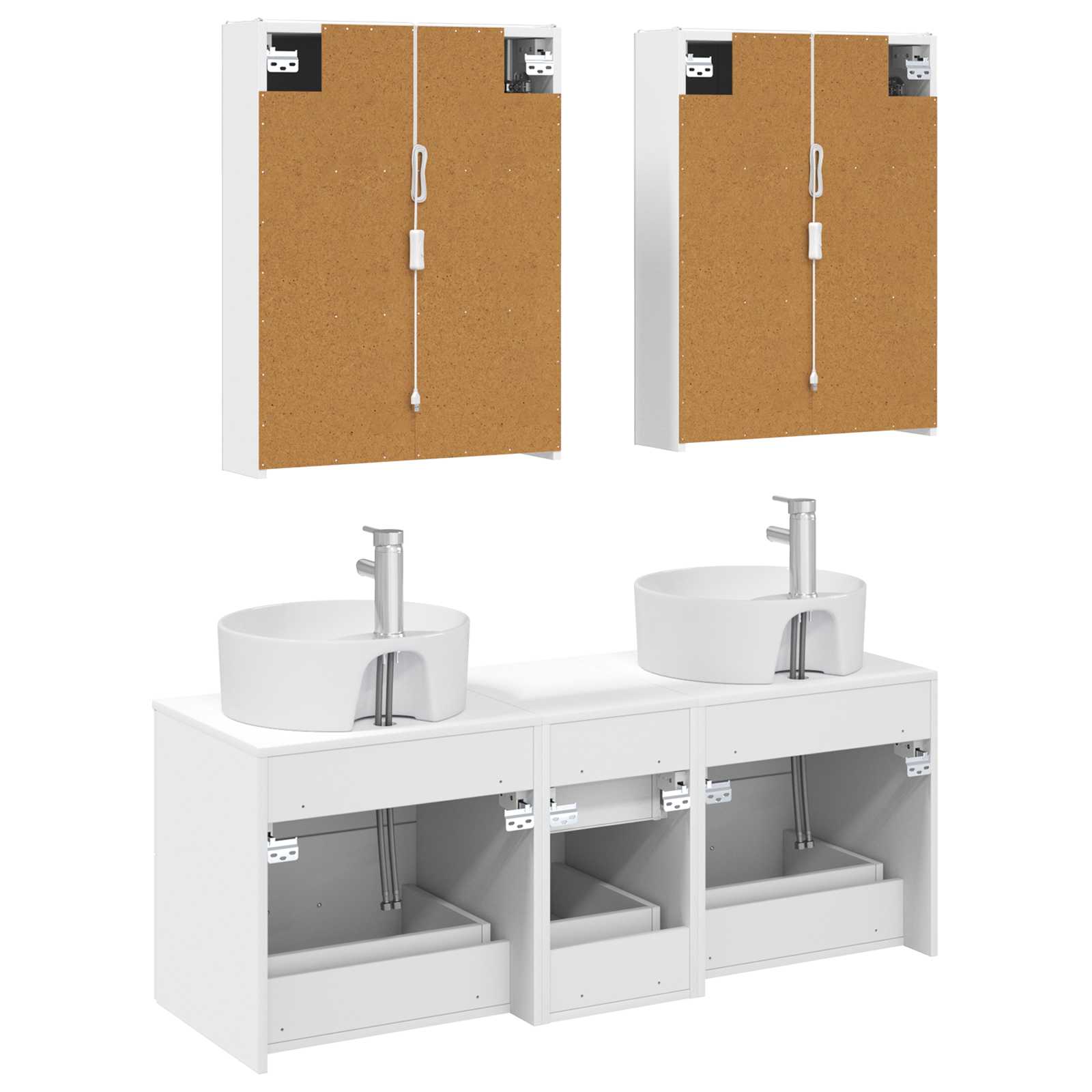 vidaXL Badkamermeubelset 5 pcs Wit Bewerkt hout en glas