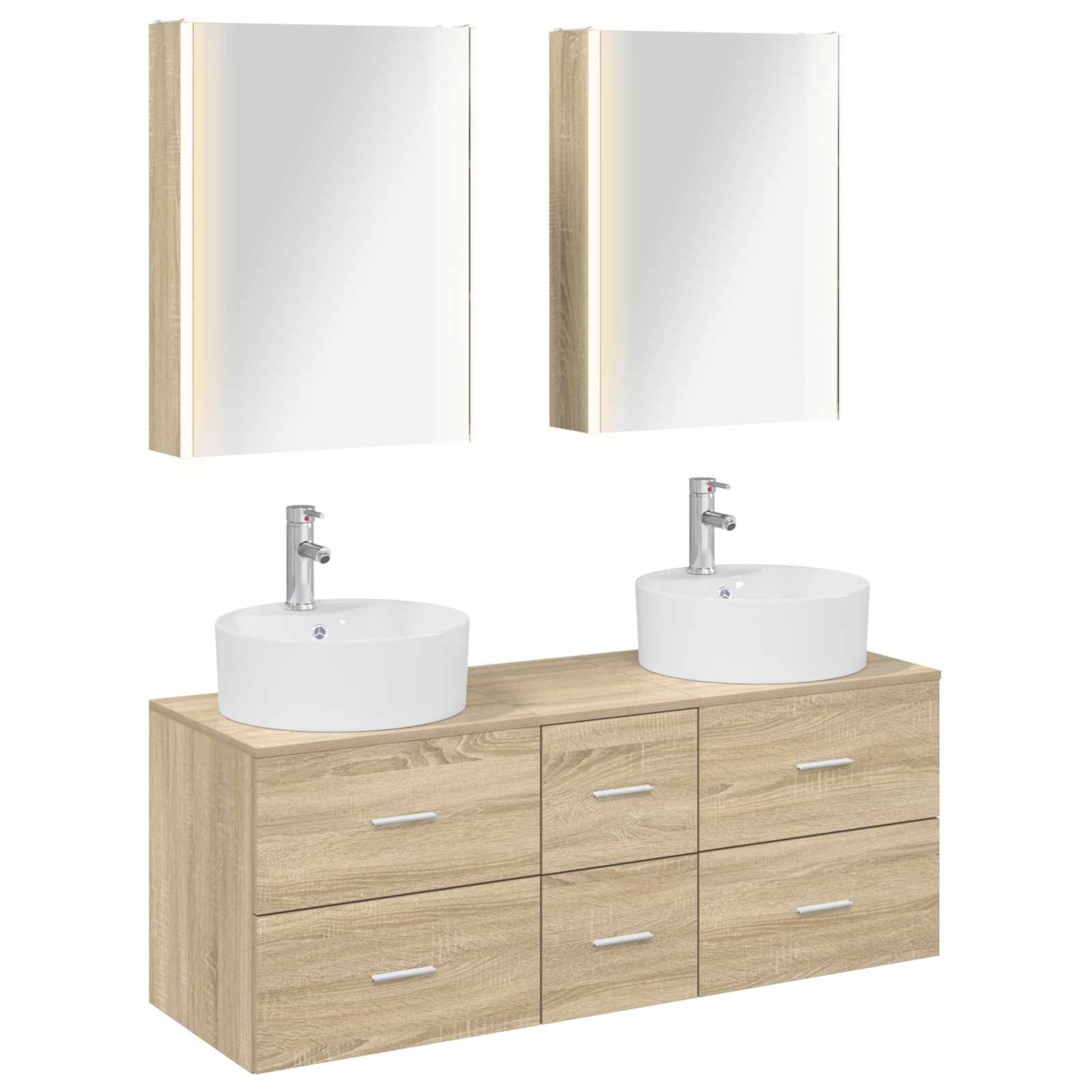 vidaXL Badkamermeubelset 5 pcs Wit Bewerkt hout en glas