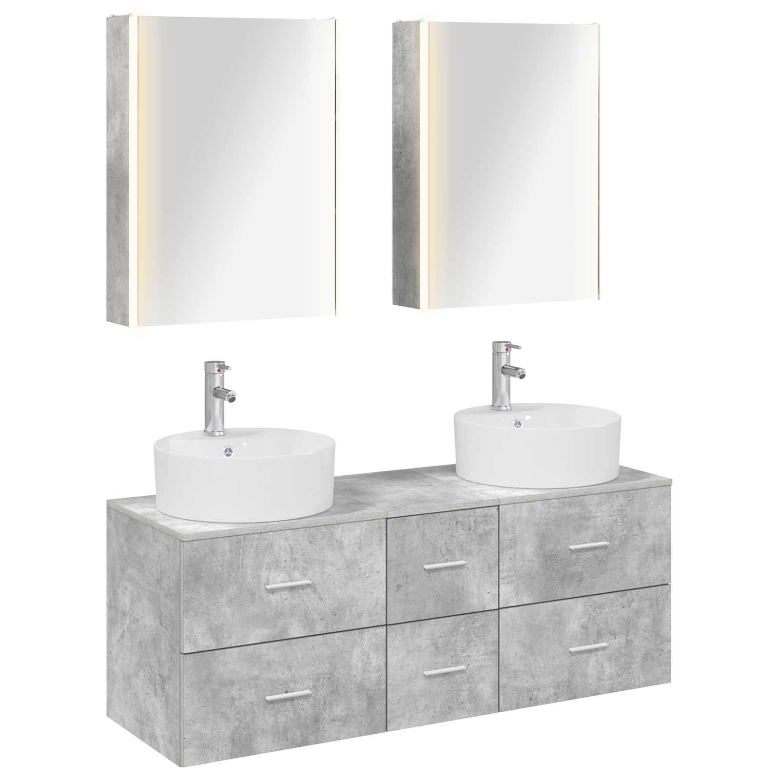 vidaXL Badkamermeubelset 5 pcs Wit Bewerkt hout en glas