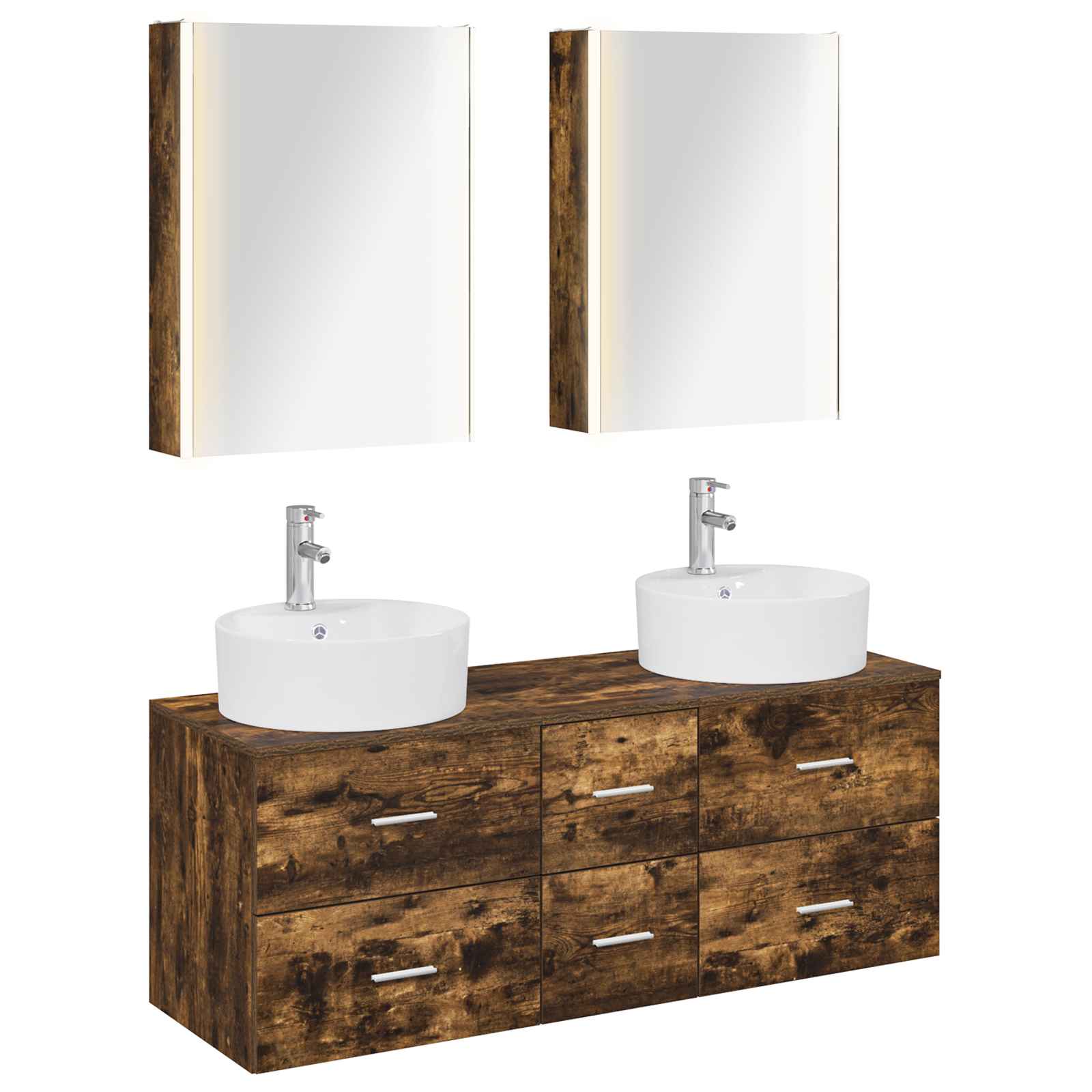 vidaXL Badkamermeubelset 5 pcs Wit Bewerkt hout en glas