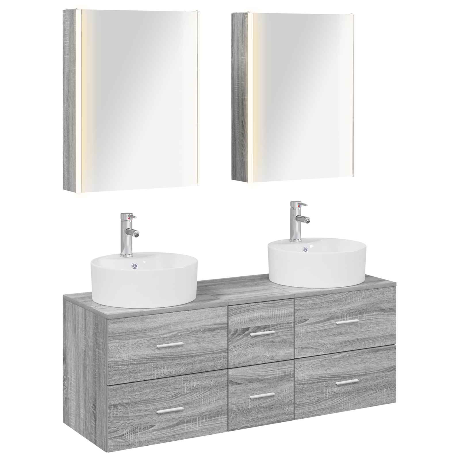 vidaXL Badkamermeubelset 5 pcs Wit Bewerkt hout en glas