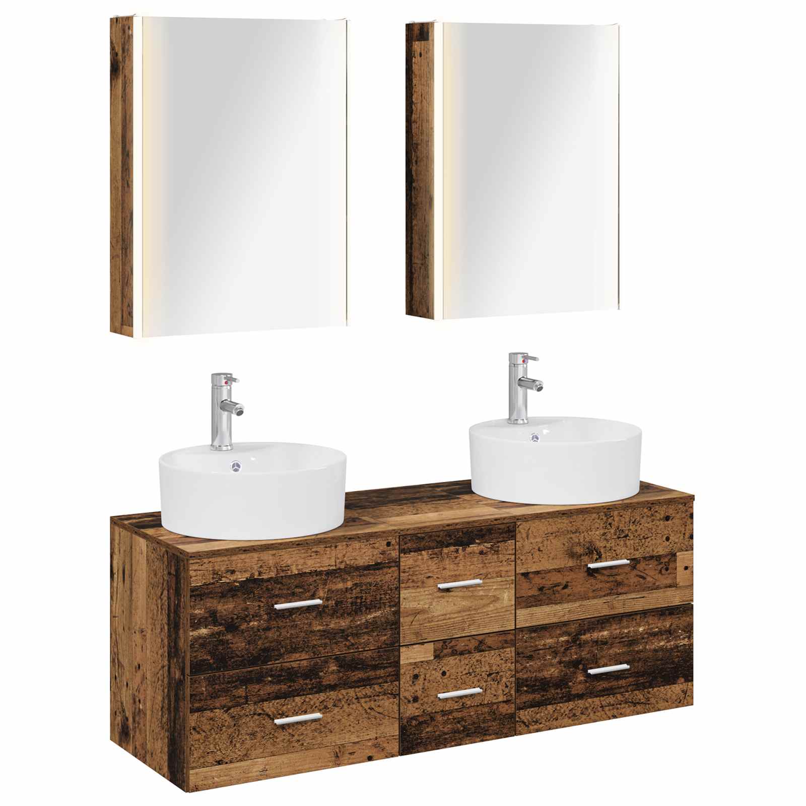 vidaXL Badkamermeubelset 5 pcs Wit Bewerkt hout en glas