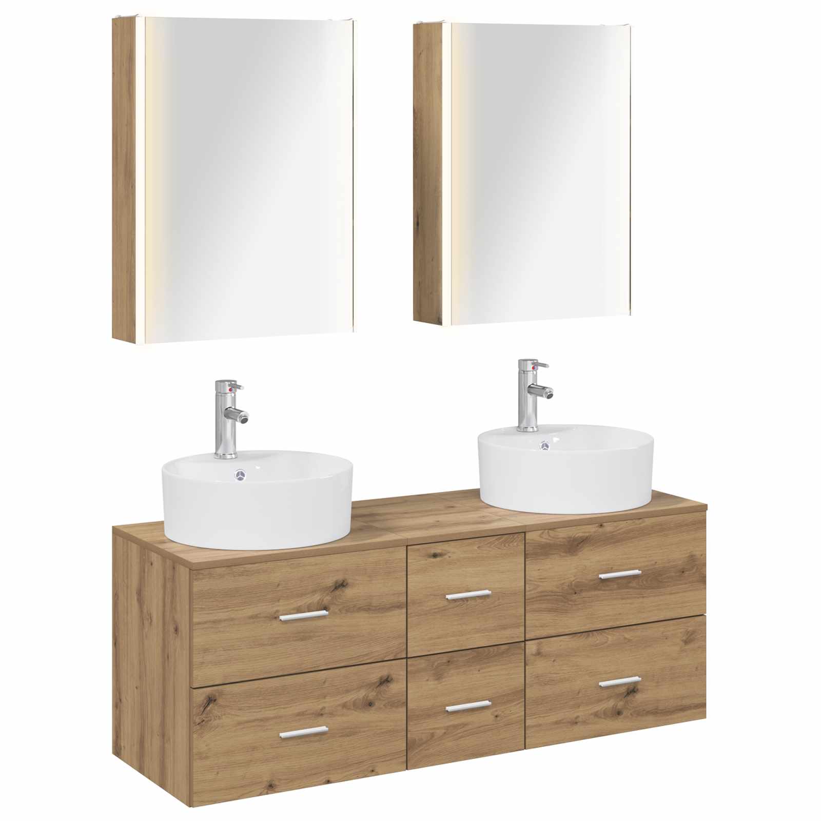 vidaXL Badkamermeubelset 5 pcs Wit Bewerkt hout en glas