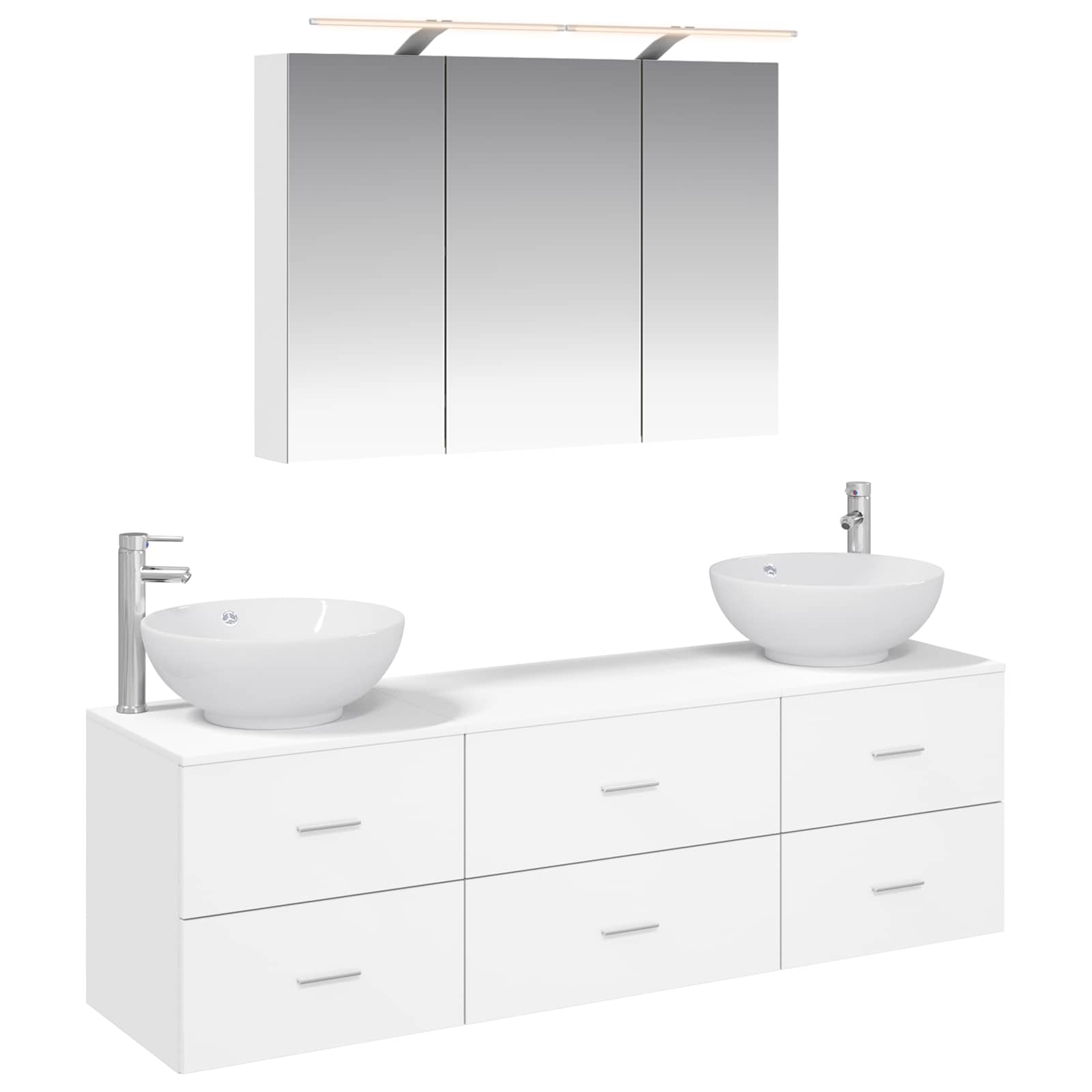 vidaXL Badkamermeubelset 4 pcs Wit Bewerkt hout en glas