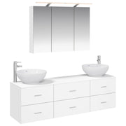vidaXL Badkamermeubelset 4 pcs Wit Bewerkt hout en glas