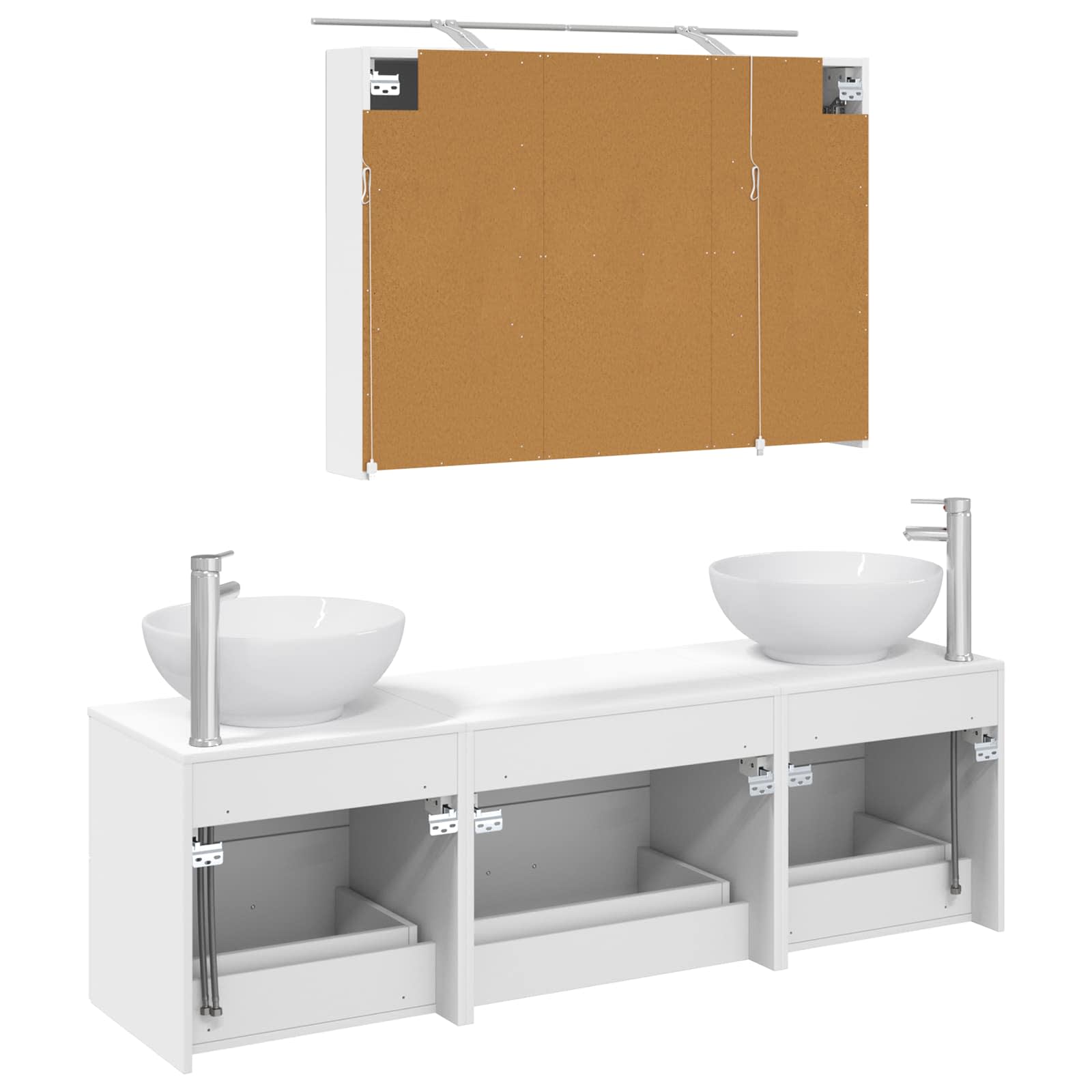 vidaXL Badkamermeubelset 4 pcs Wit Bewerkt hout en glas
