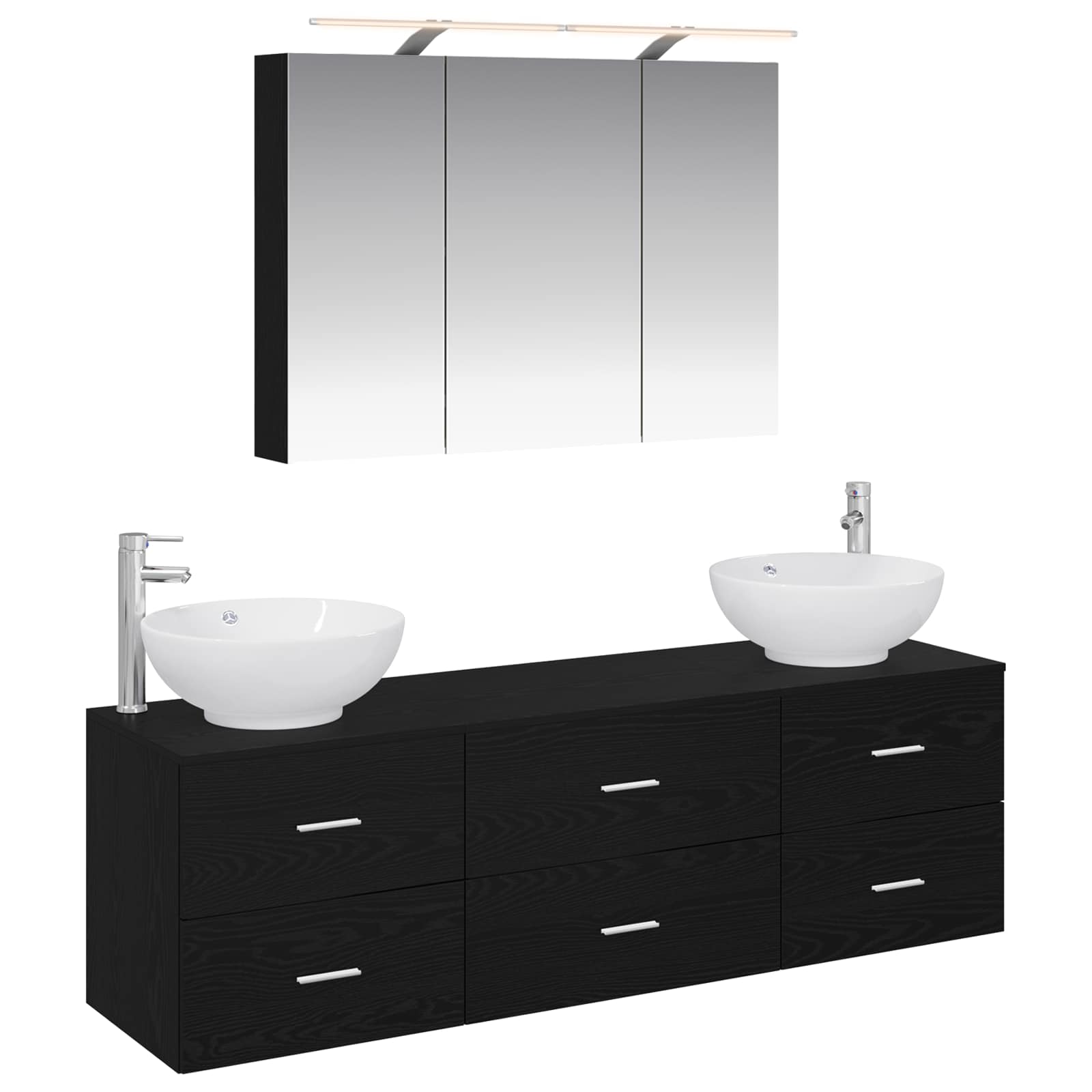 vidaXL Badkamermeubelset 4 pcs Wit Bewerkt hout en glas