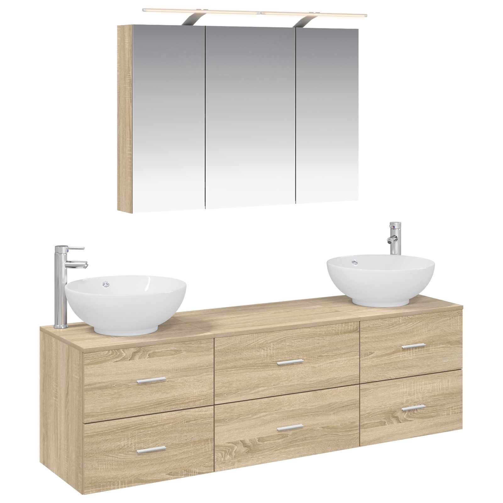vidaXL Badkamermeubelset 4 pcs Wit Bewerkt hout en glas
