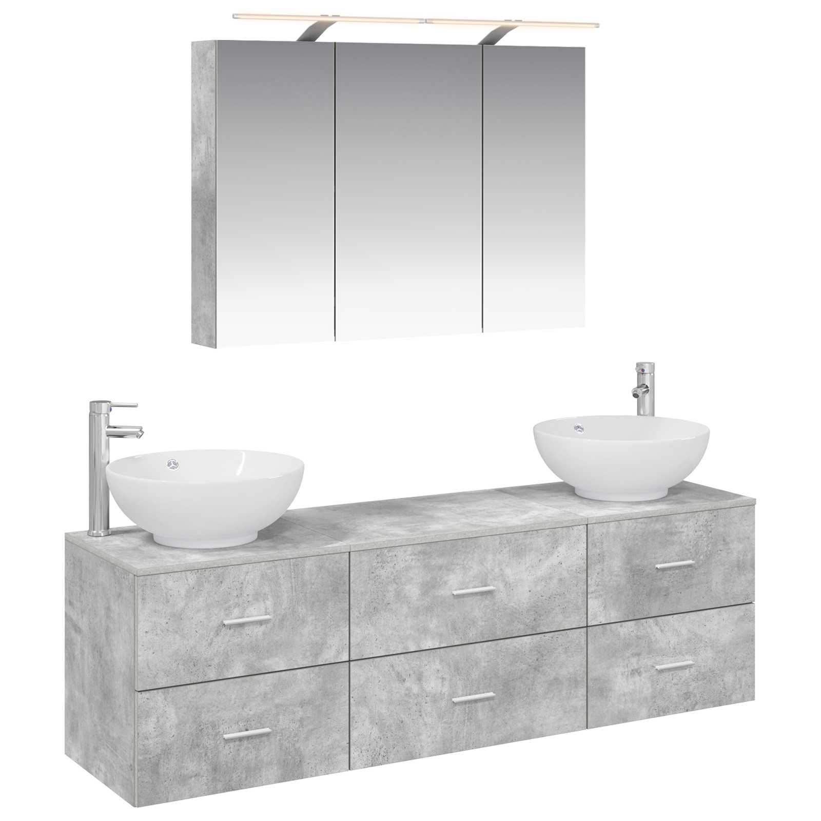 vidaXL Badkamermeubelset 4 pcs Wit Bewerkt hout en glas