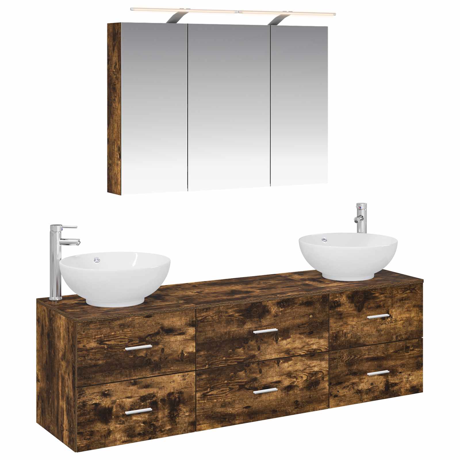 vidaXL Badkamermeubelset 4 pcs Wit Bewerkt hout en glas