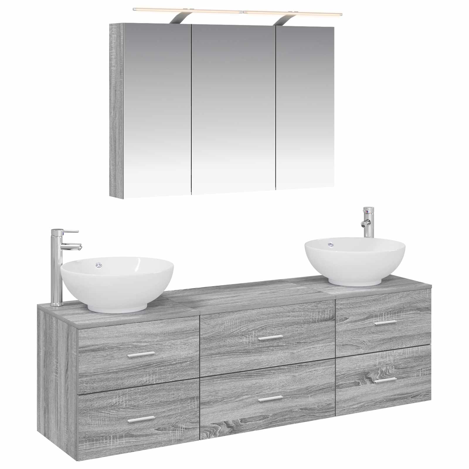 vidaXL Badkamermeubelset 4 pcs Wit Bewerkt hout en glas