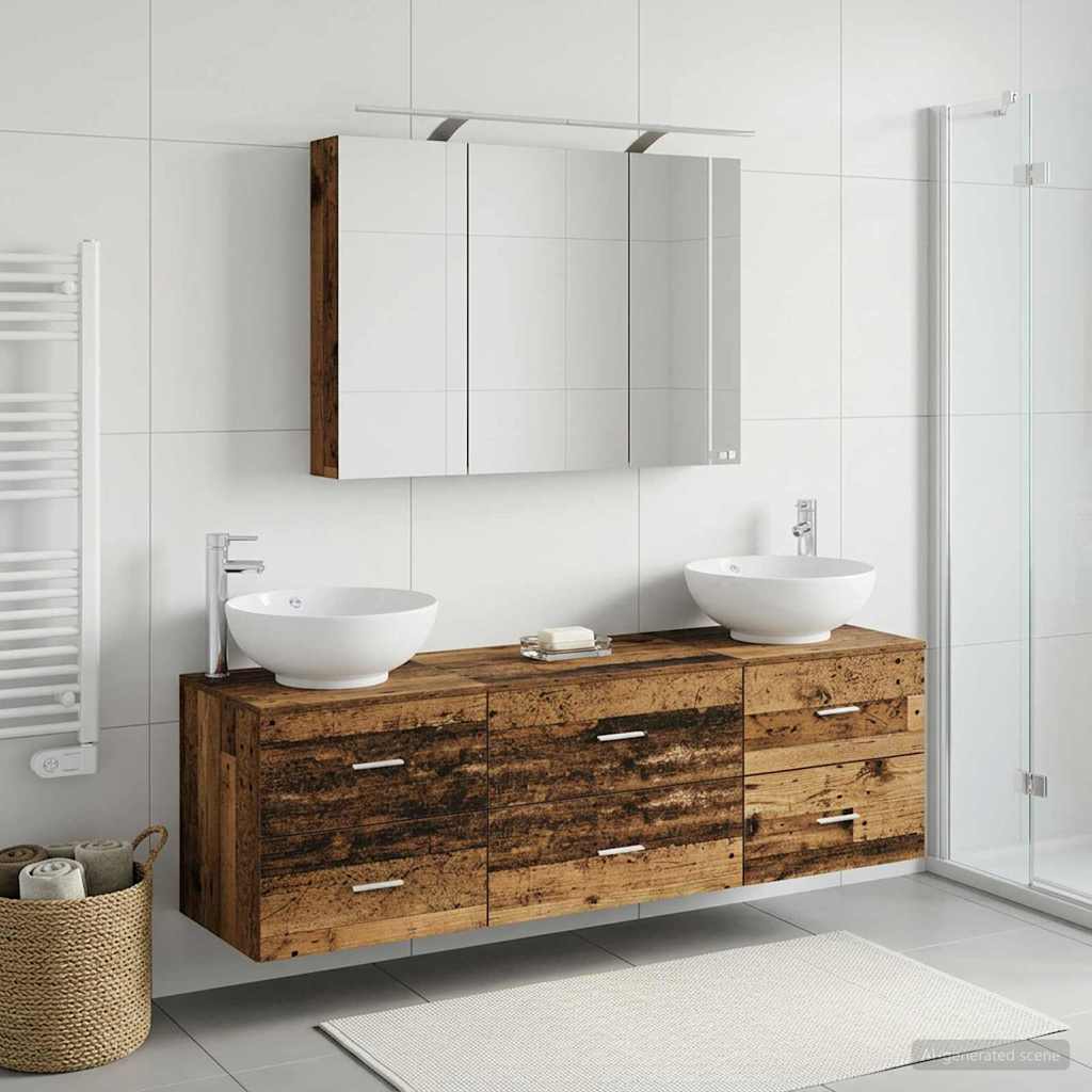vidaXL Badkamermeubelset 4 pcs Wit Bewerkt hout en glas