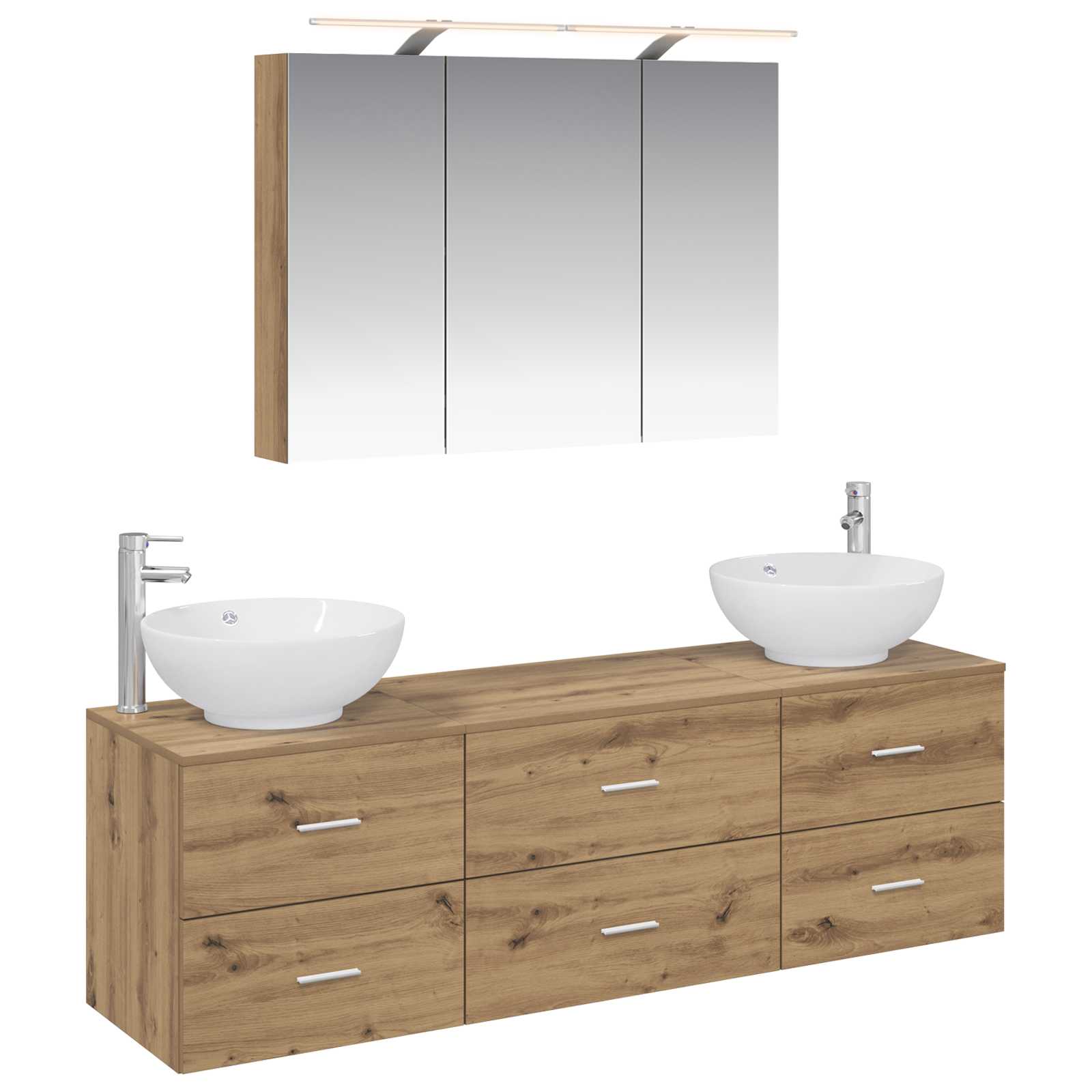 vidaXL Badkamermeubelset 4 pcs Wit Bewerkt hout en glas