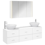 vidaXL Badkamermeubelset 4 pcs Wit Bewerkt hout en glas