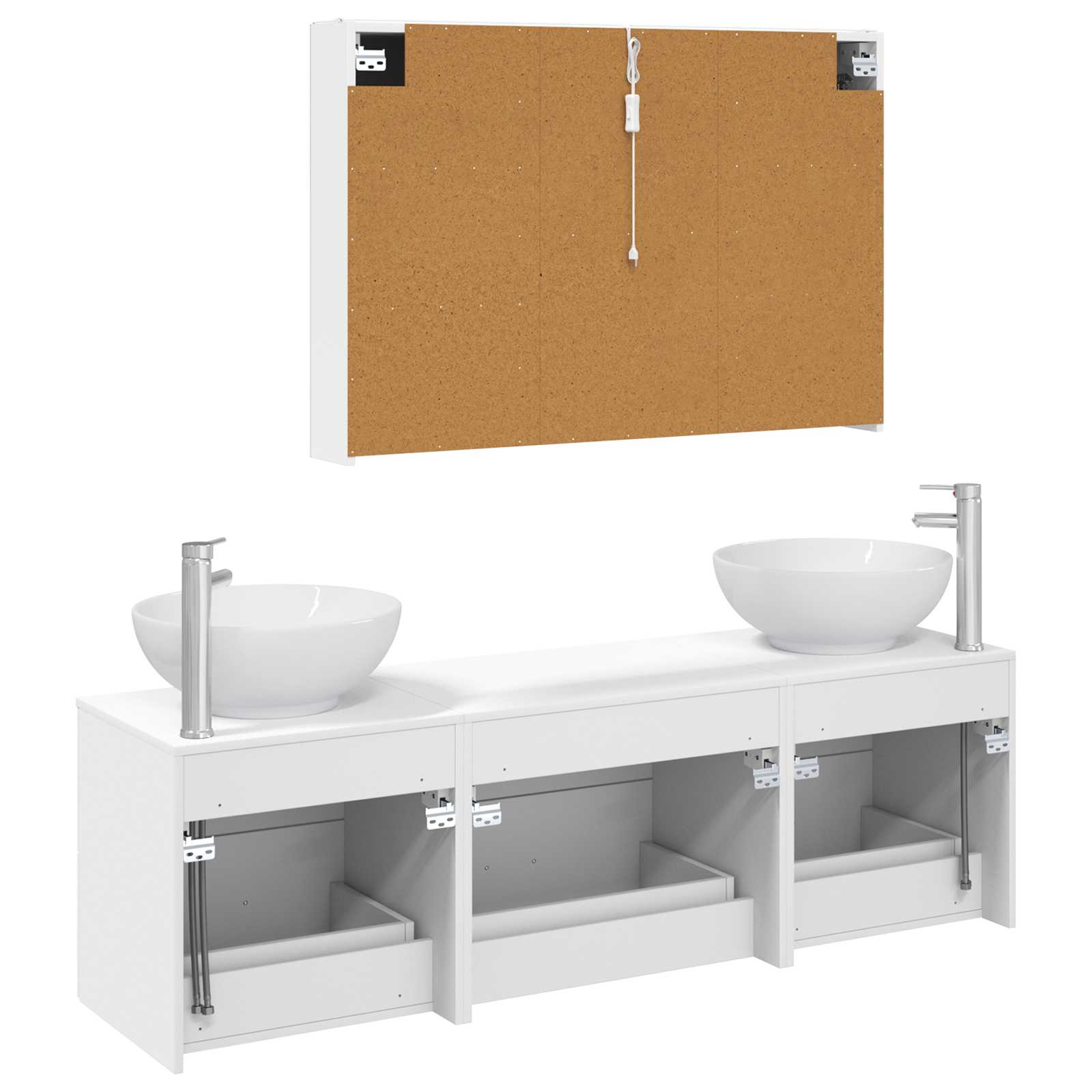 vidaXL Badkamermeubelset 4 pcs Wit Bewerkt hout en glas
