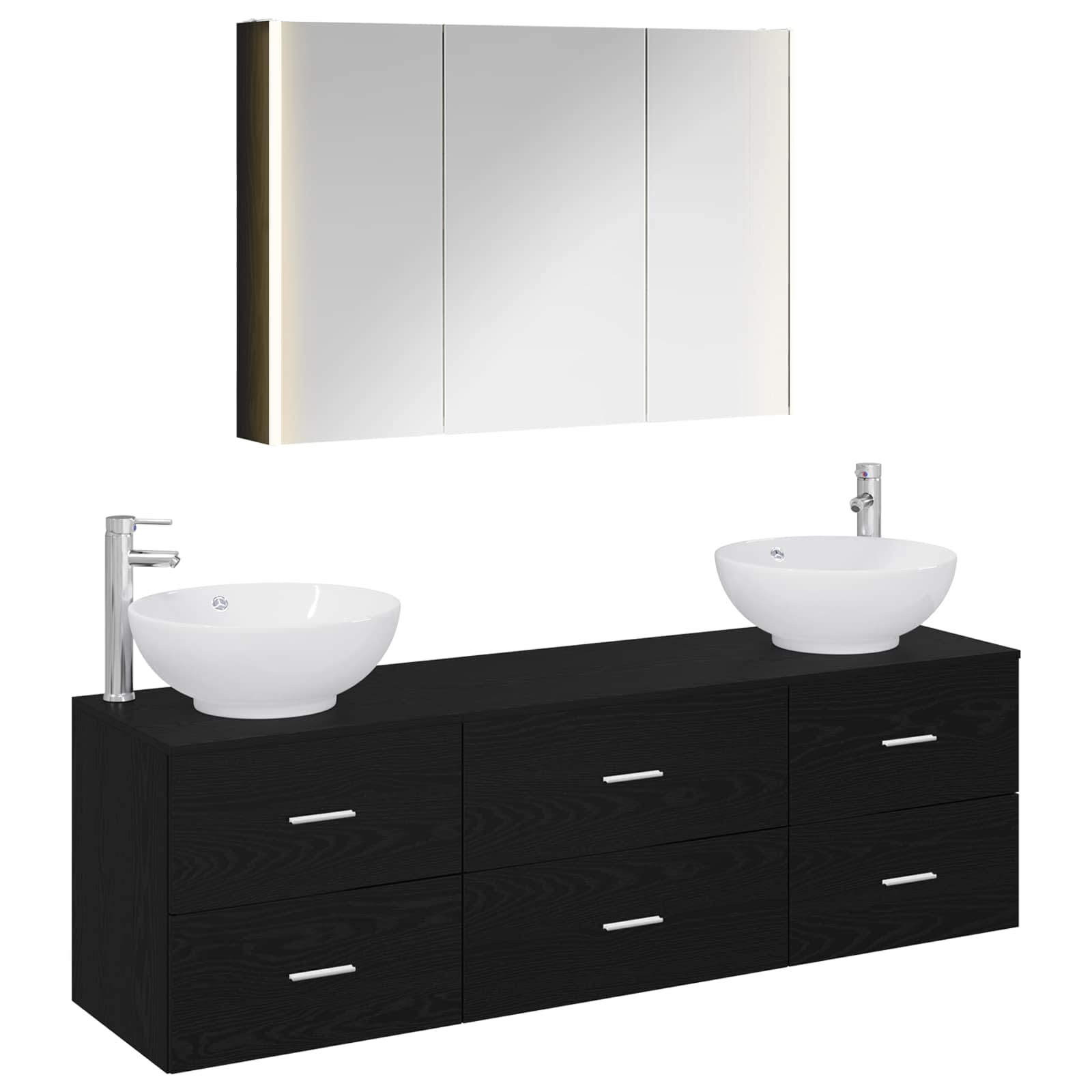 vidaXL Badkamermeubelset 4 pcs Wit Bewerkt hout en glas