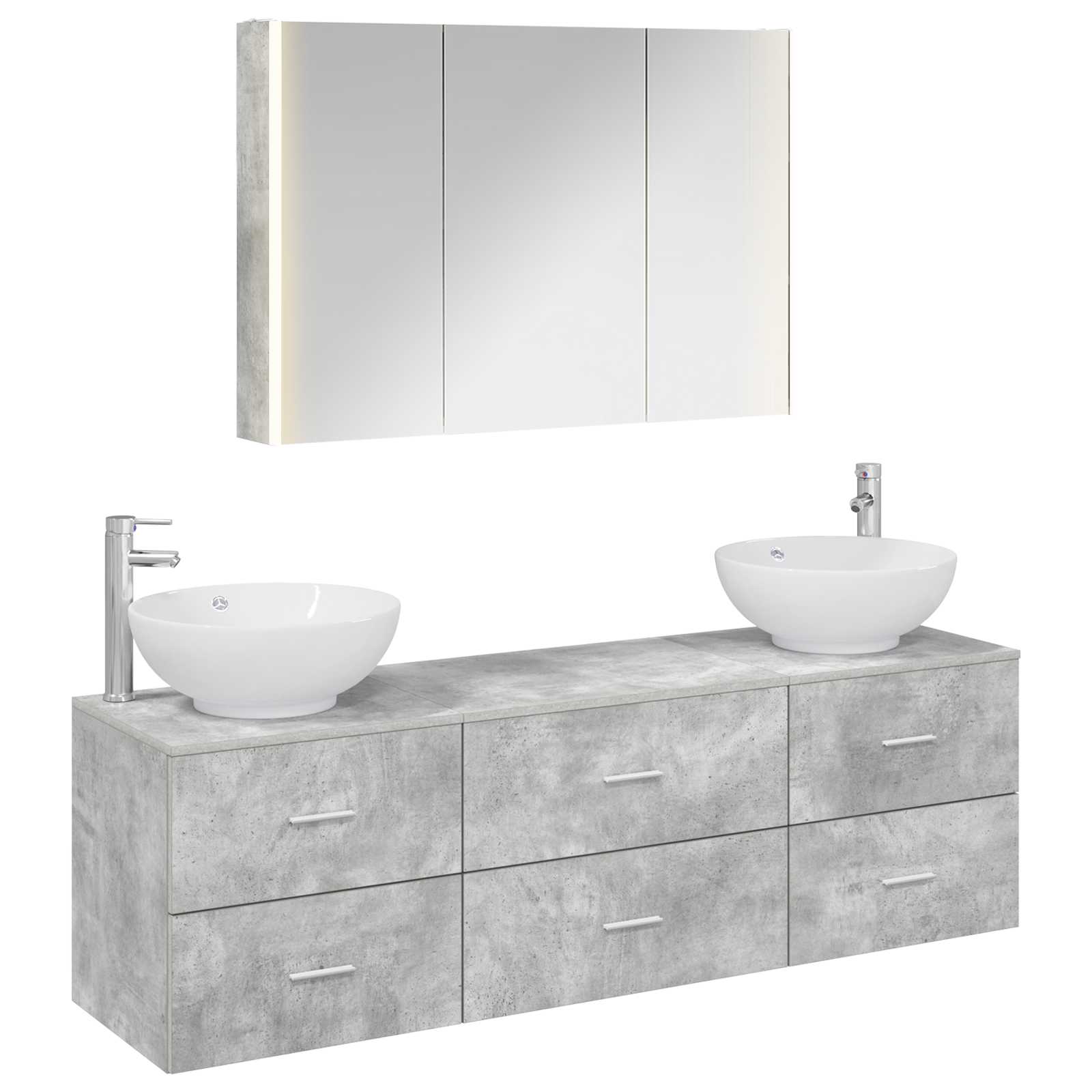 vidaXL Badkamermeubelset 4 pcs Wit Bewerkt hout en glas