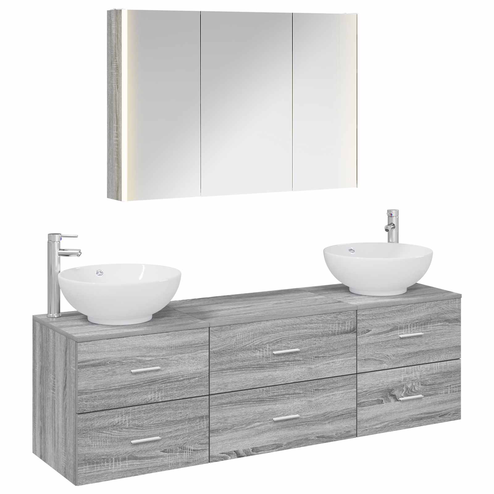 vidaXL Badkamermeubelset 4 pcs Wit Bewerkt hout en glas