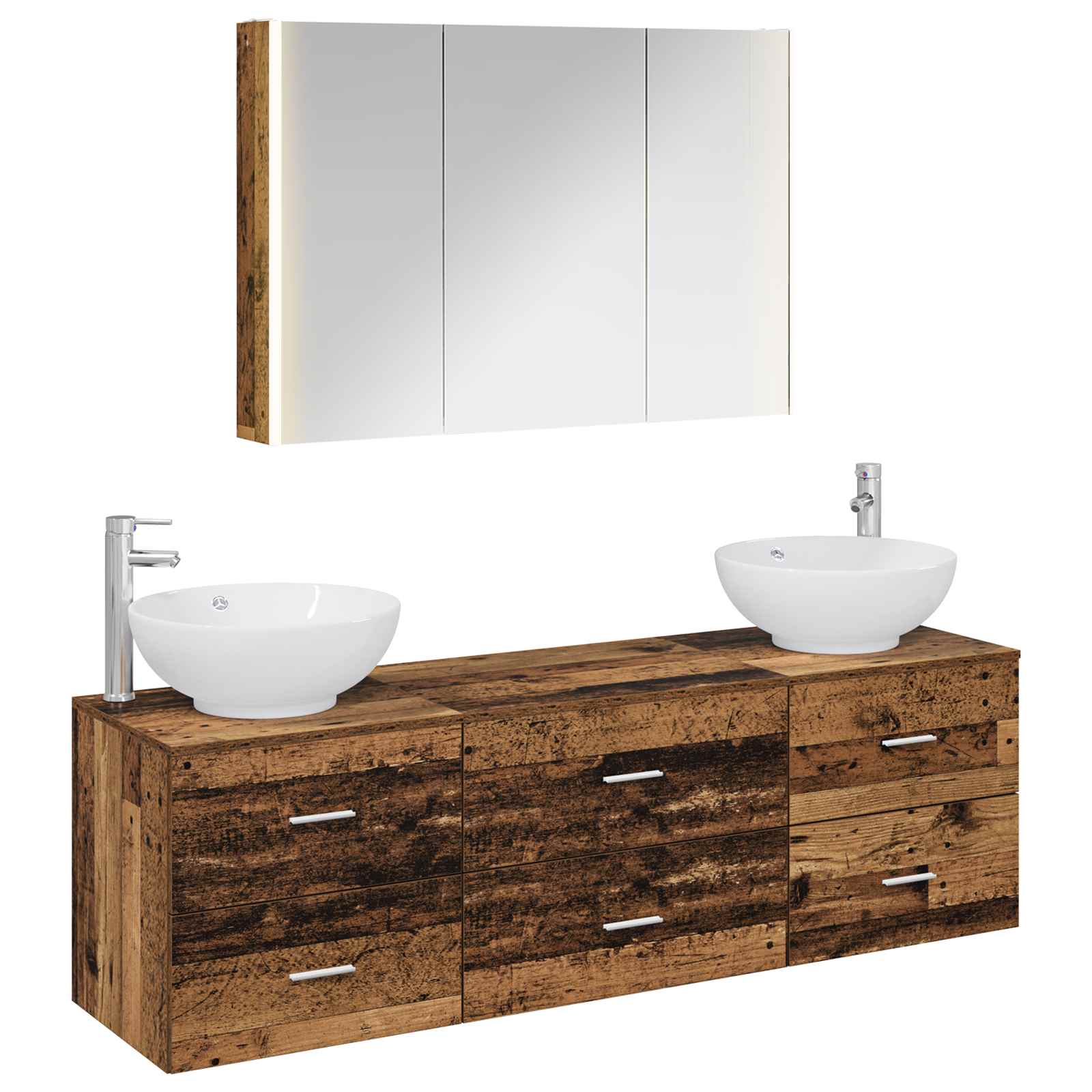 vidaXL Badkamermeubelset 4 pcs Wit Bewerkt hout en glas