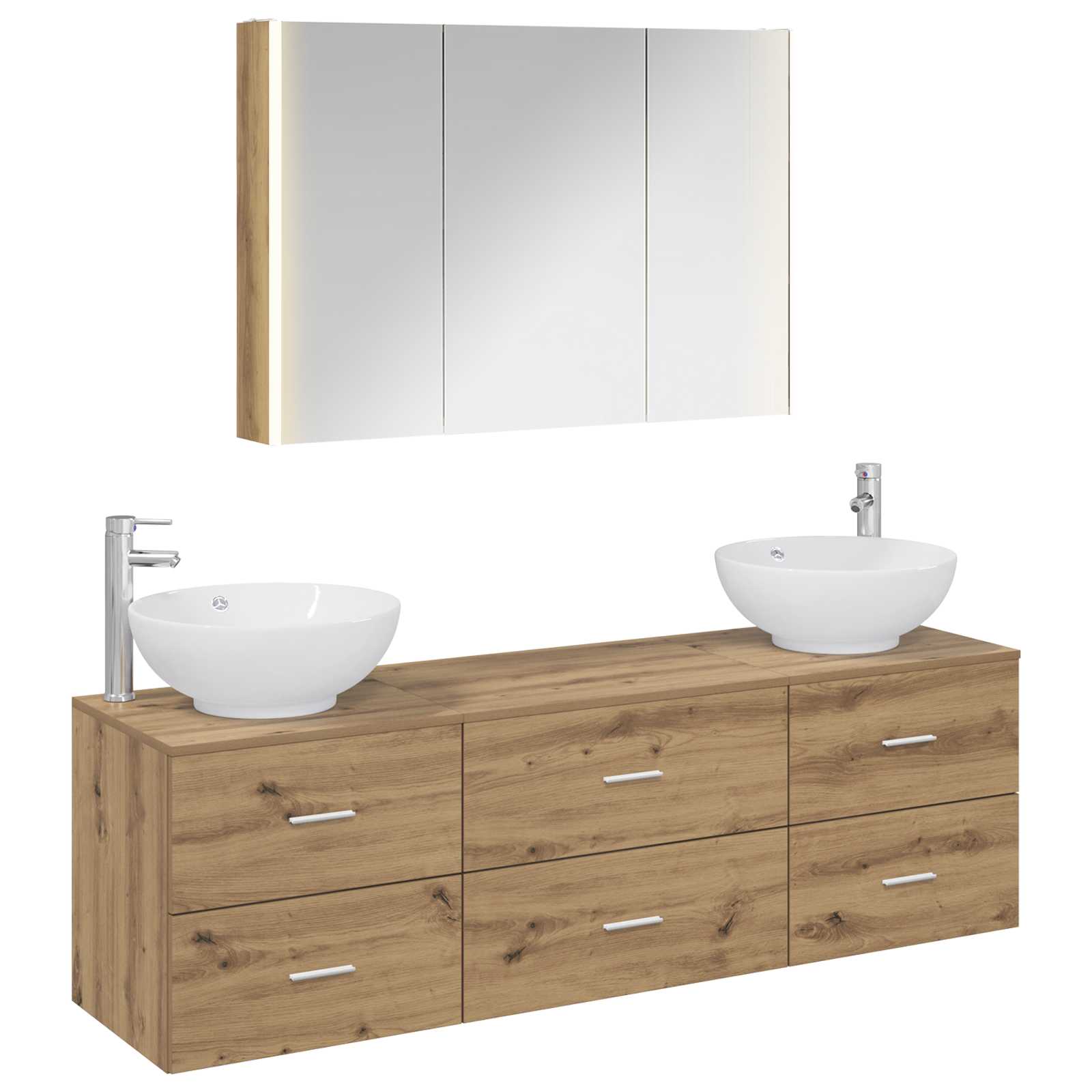 vidaXL Badkamermeubelset 4 pcs Wit Bewerkt hout en glas