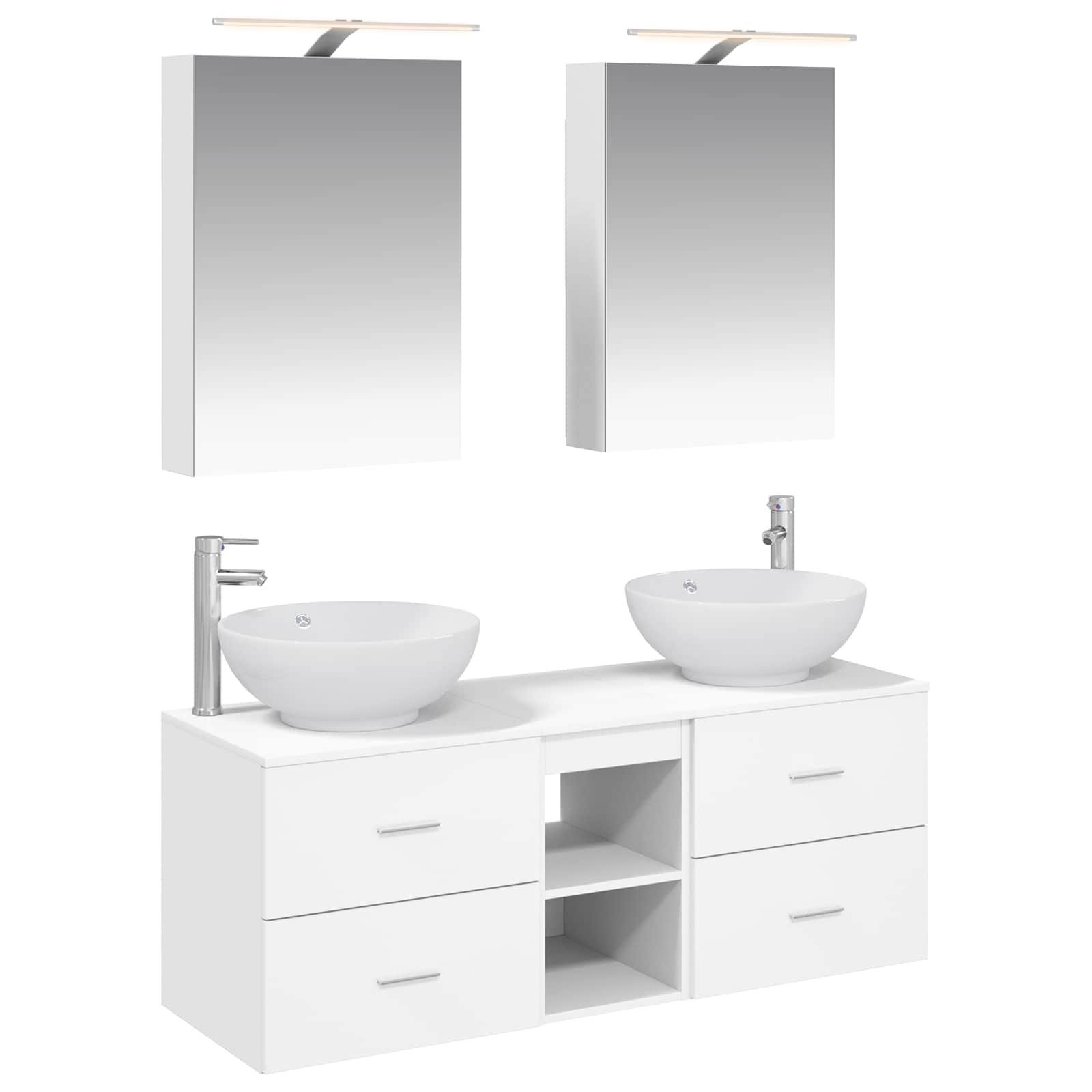 vidaXL Badkamermeubelset 5 pcs Wit Bewerkt hout en glas
