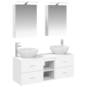 vidaXL Badkamermeubelset 5 pcs Wit Bewerkt hout en glas