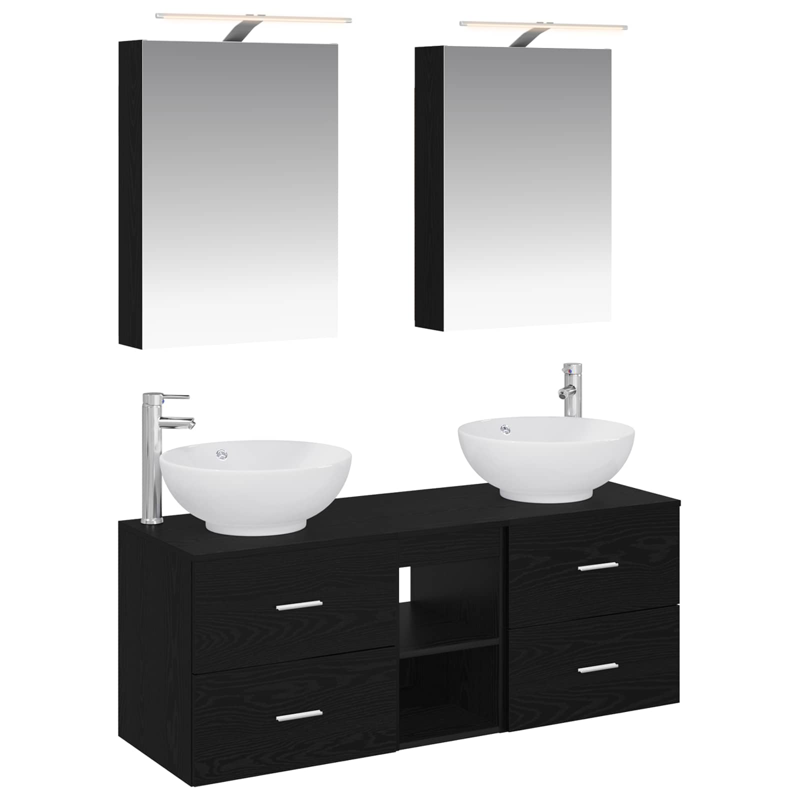 vidaXL Badkamermeubelset 5 pcs Wit Bewerkt hout en glas